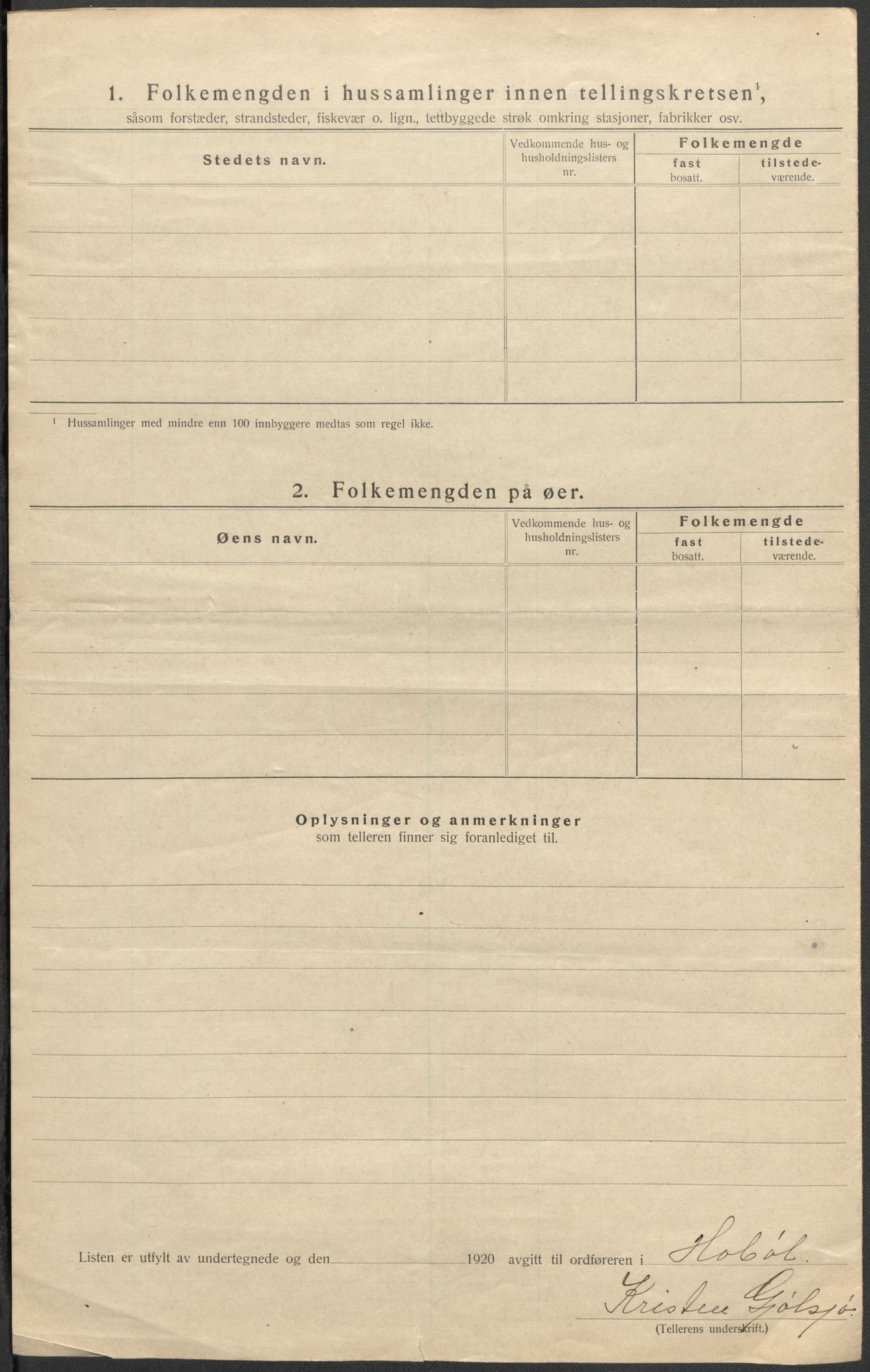 SAO, 1920 census for Hobøl, 1920, p. 13