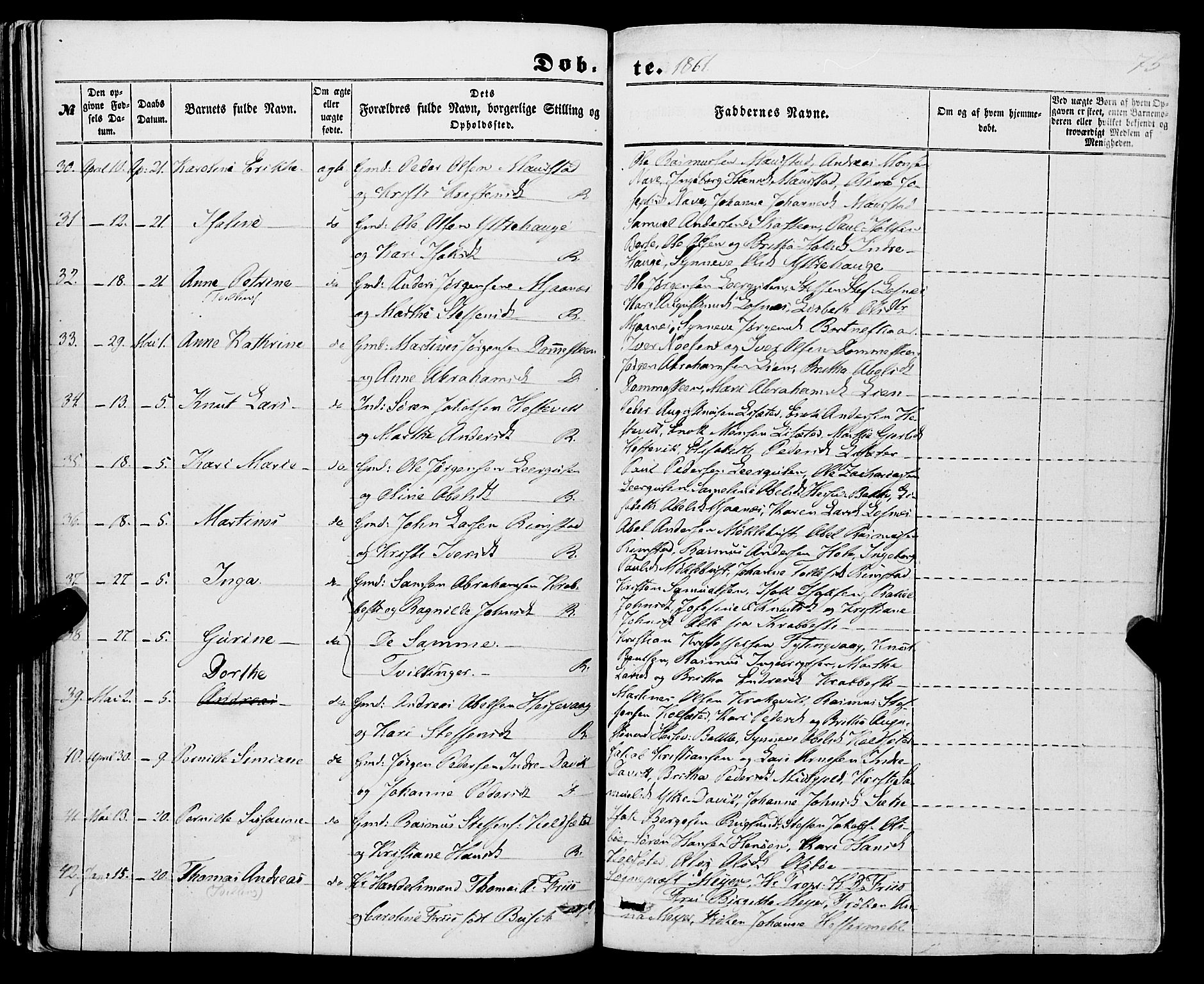Davik sokneprestembete, SAB/A-79701/H/Haa/Haaa/L0005: Parish register (official) no. A 5, 1850-1866, p. 75