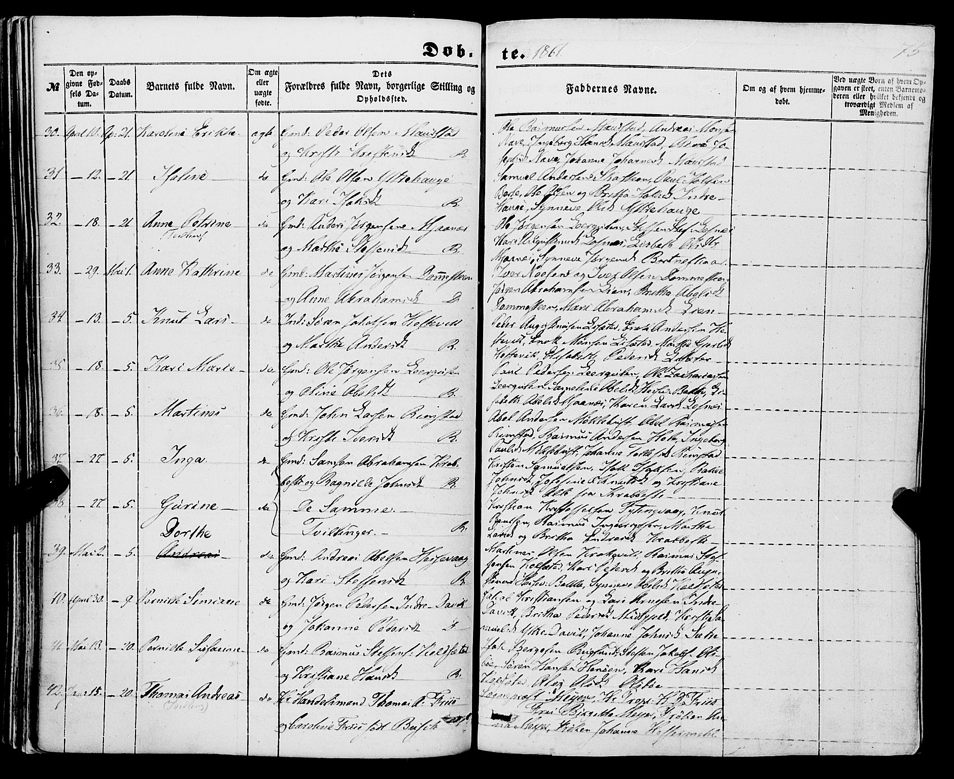 Davik sokneprestembete, AV/SAB-A-79701/H/Haa/Haaa/L0005: Parish register (official) no. A 5, 1850-1866, p. 75