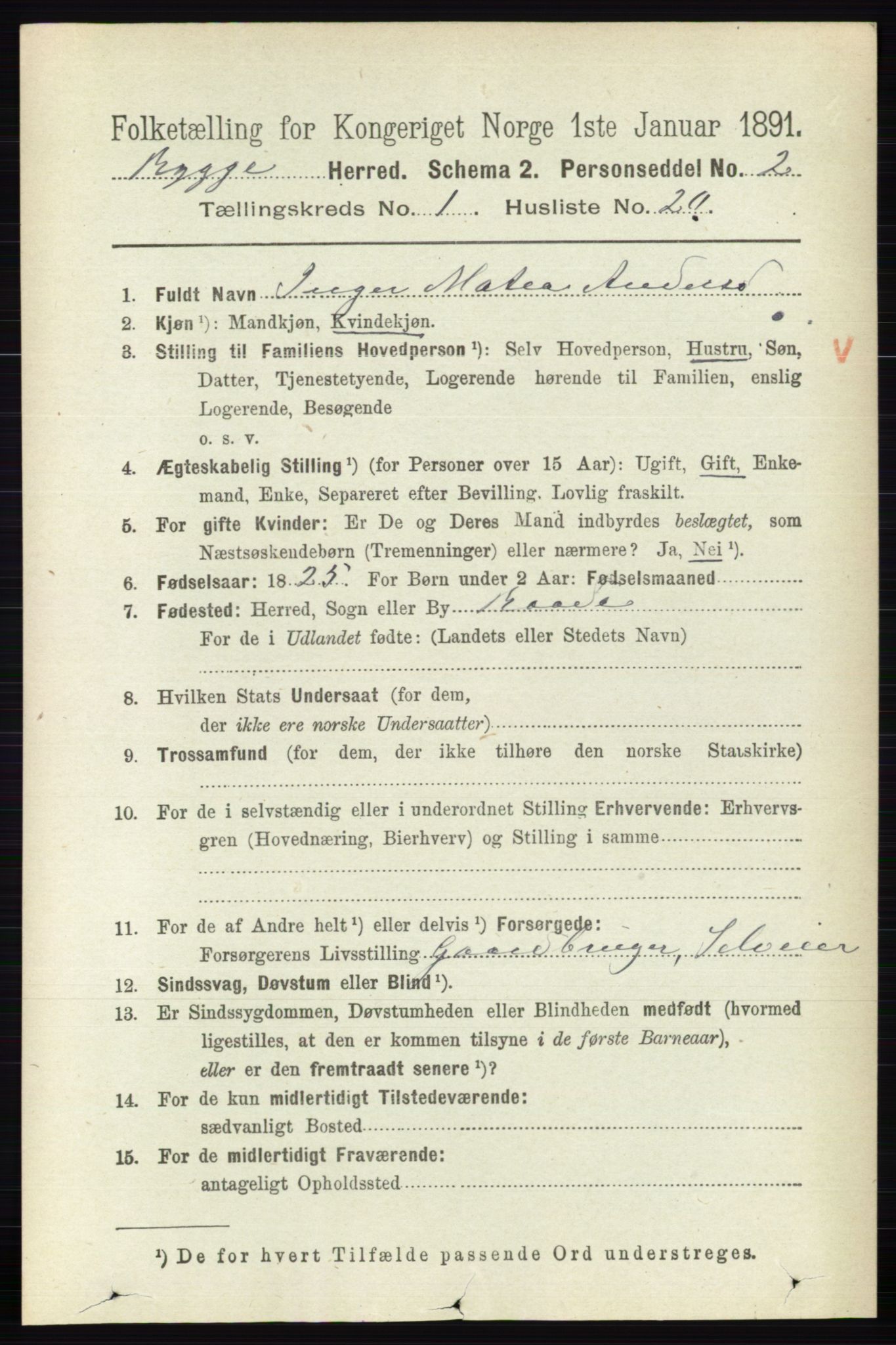 RA, 1891 census for 0136 Rygge, 1891, p. 281