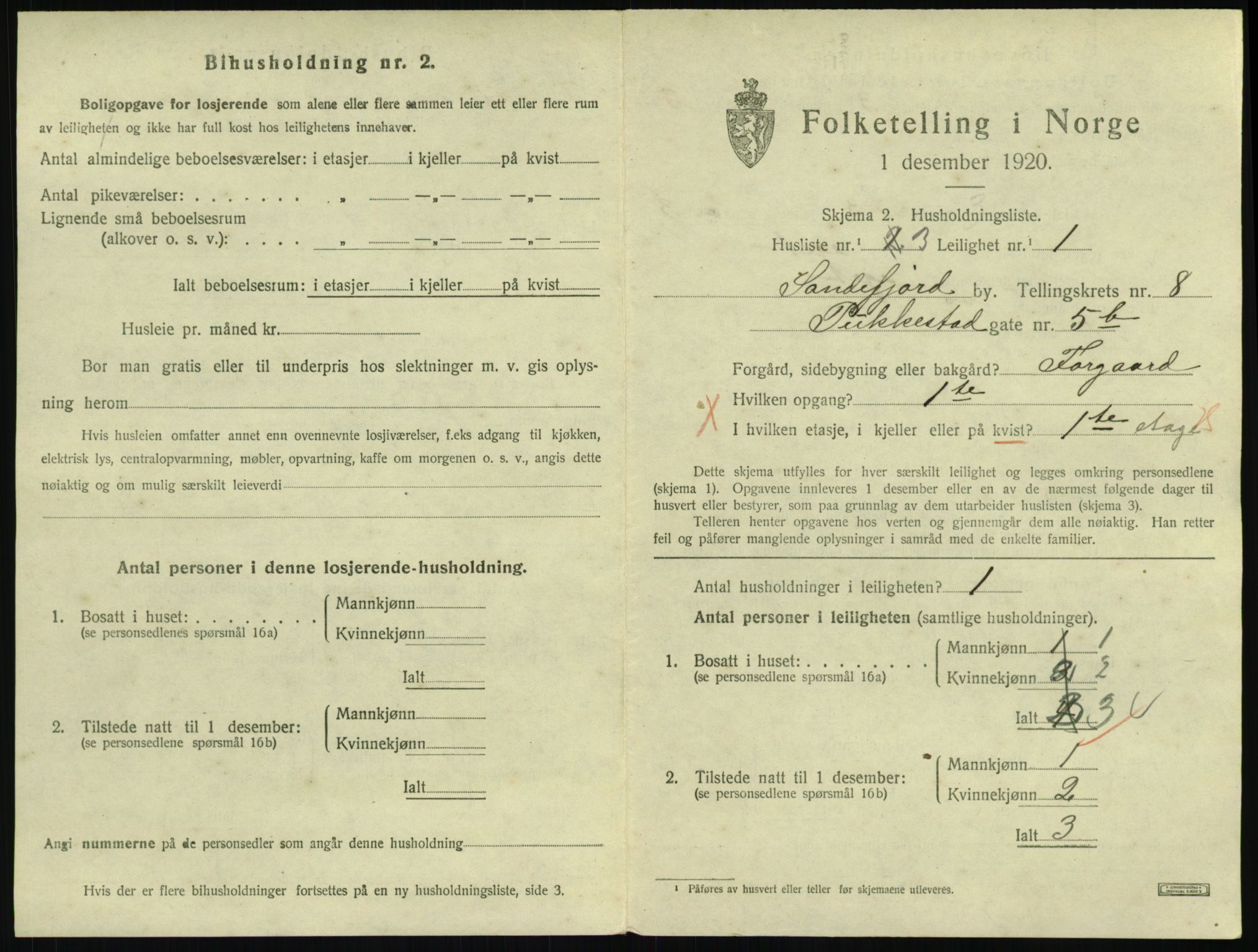 SAKO, 1920 census for Sandefjord, 1920, p. 3202