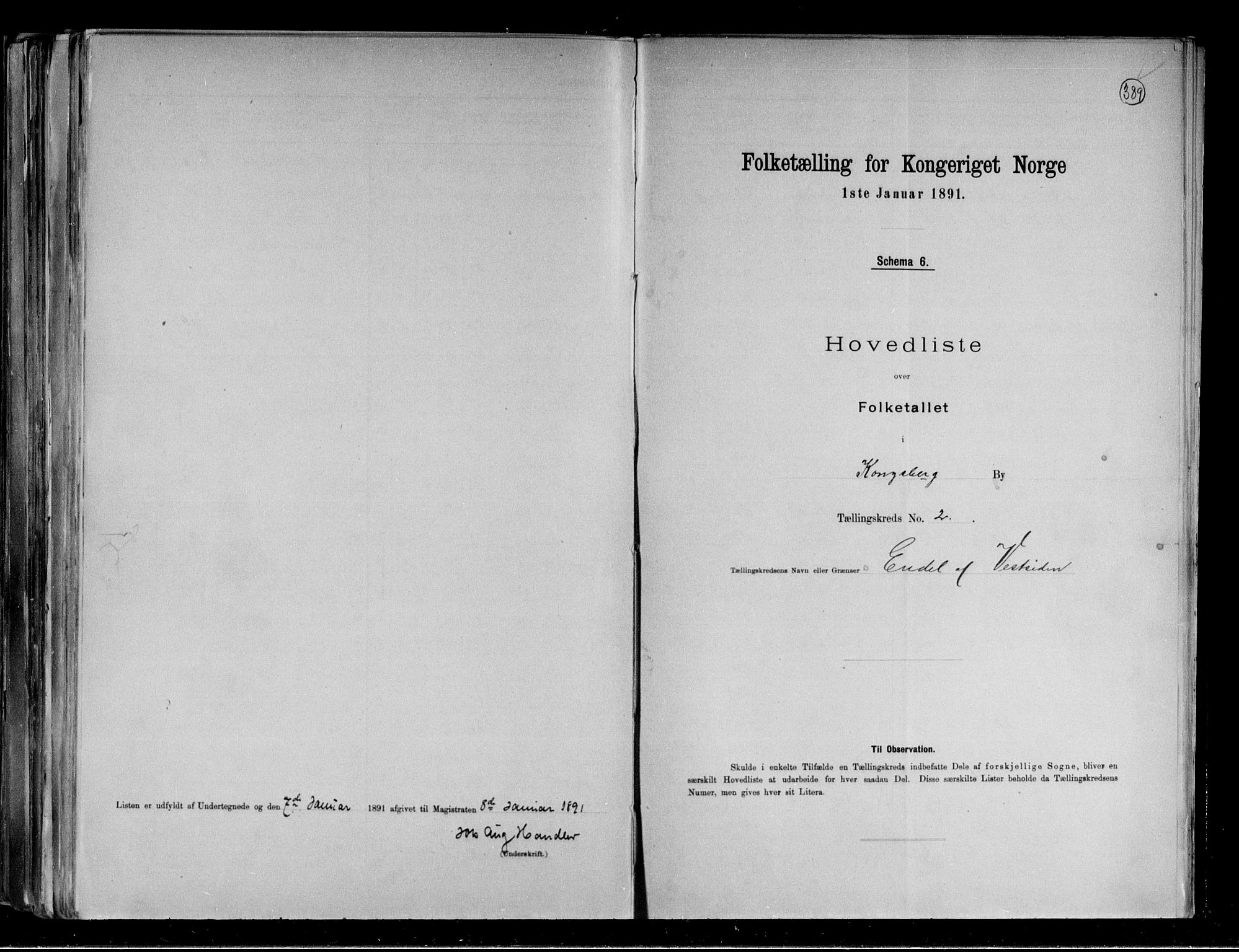 RA, 1891 census for 0604 Kongsberg, 1891, p. 6