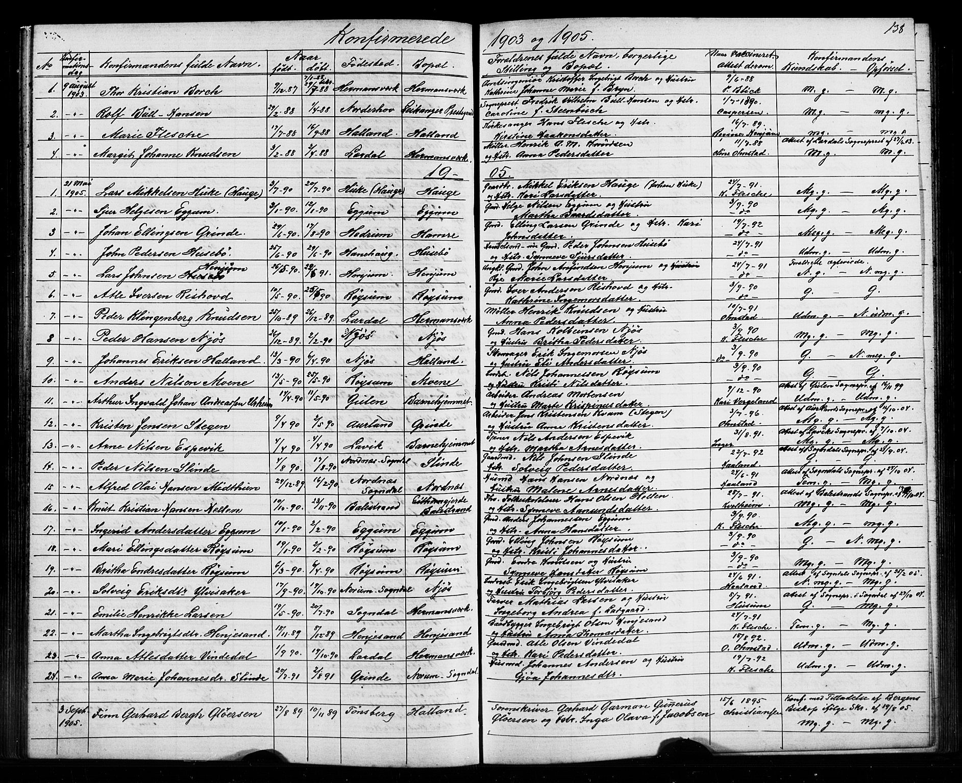 Leikanger sokneprestembete, AV/SAB-A-81001/H/Hab/Haba/L0001: Parish register (copy) no. A 1, 1873-1916, p. 138