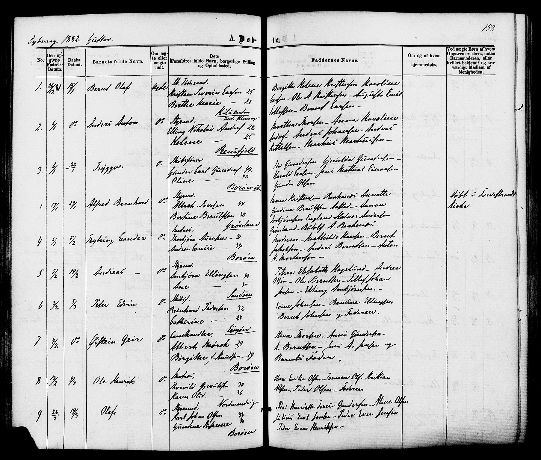 Dypvåg sokneprestkontor, AV/SAK-1111-0007/F/Fa/Faa/L0007: Parish register (official) no. A 7/ 1, 1872-1884, p. 158