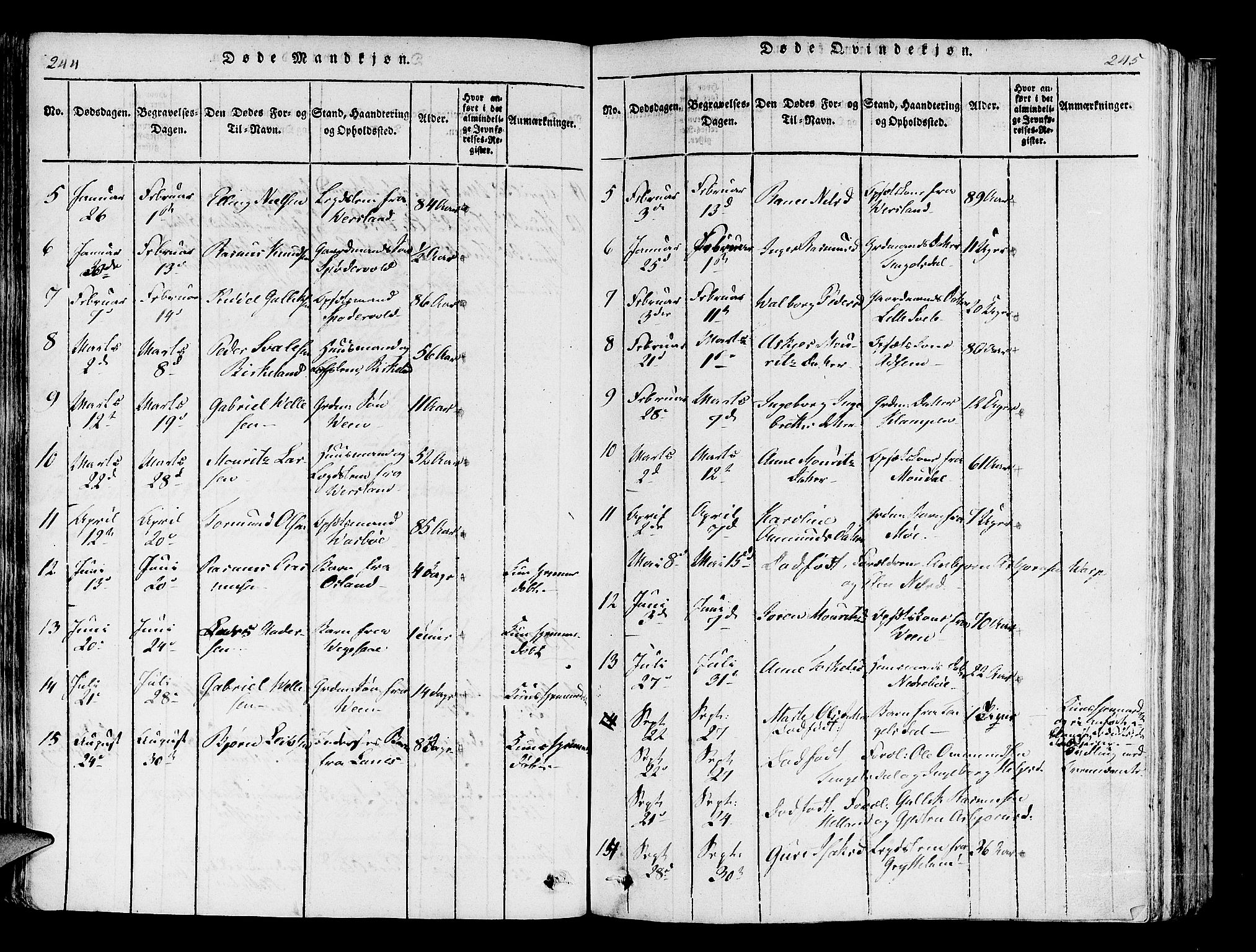 Helleland sokneprestkontor, AV/SAST-A-101810: Parish register (official) no. A 5, 1815-1834, p. 244-245