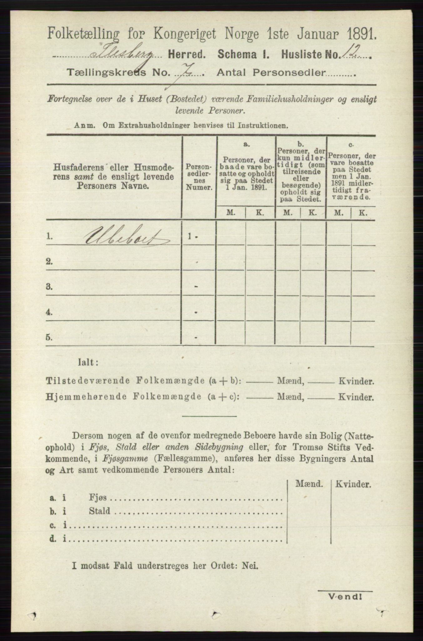RA, 1891 census for 0631 Flesberg, 1891, p. 1146
