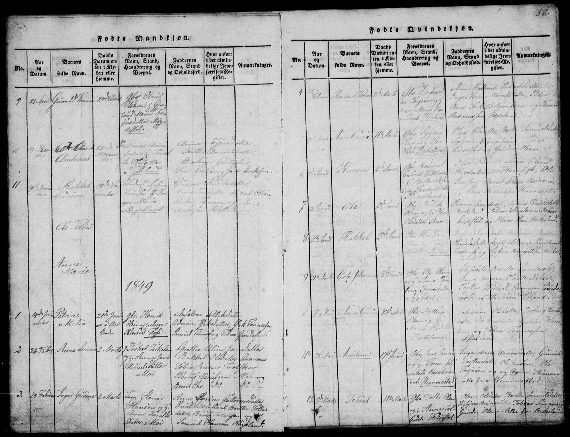Lyngdal sokneprestkontor, SAK/1111-0029/F/Fb/Fbb/L0001: Parish register (copy) no. B 1, 1816-1900, p. 56