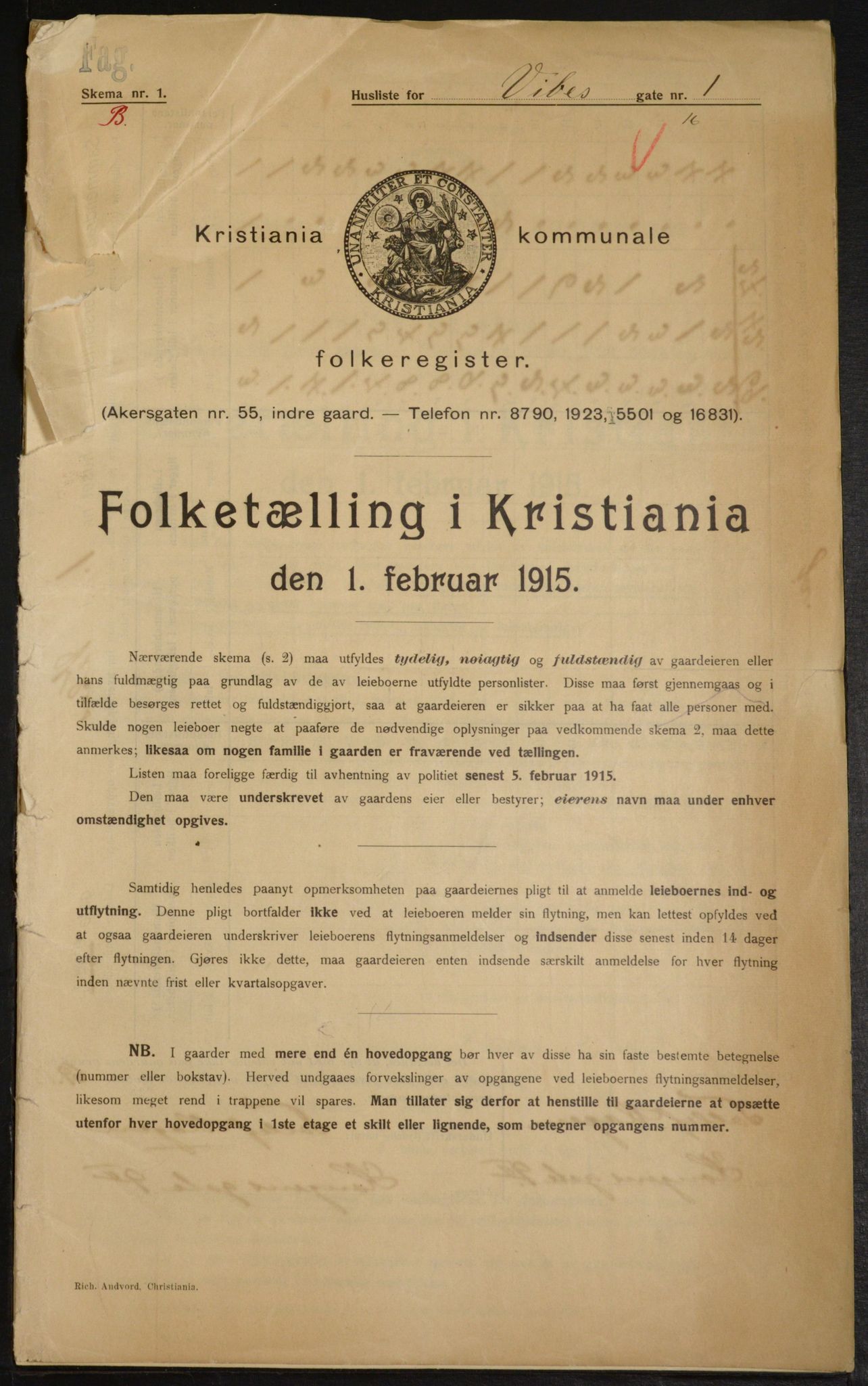 OBA, Municipal Census 1915 for Kristiania, 1915, p. 123161