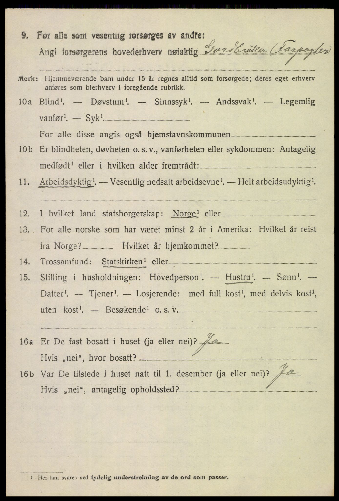 SAH, 1920 census for Vardal, 1920, p. 2448