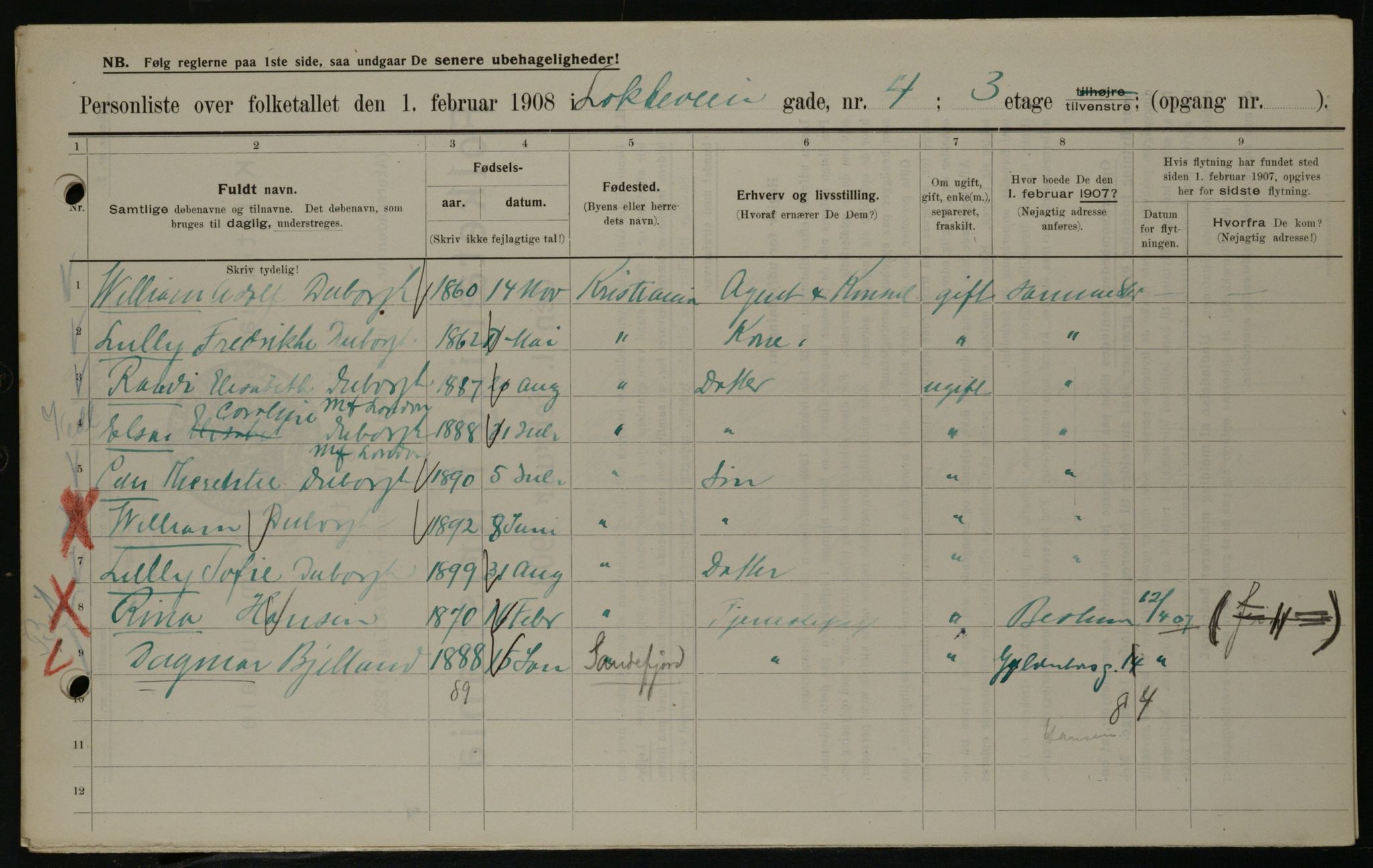 OBA, Municipal Census 1908 for Kristiania, 1908, p. 52527