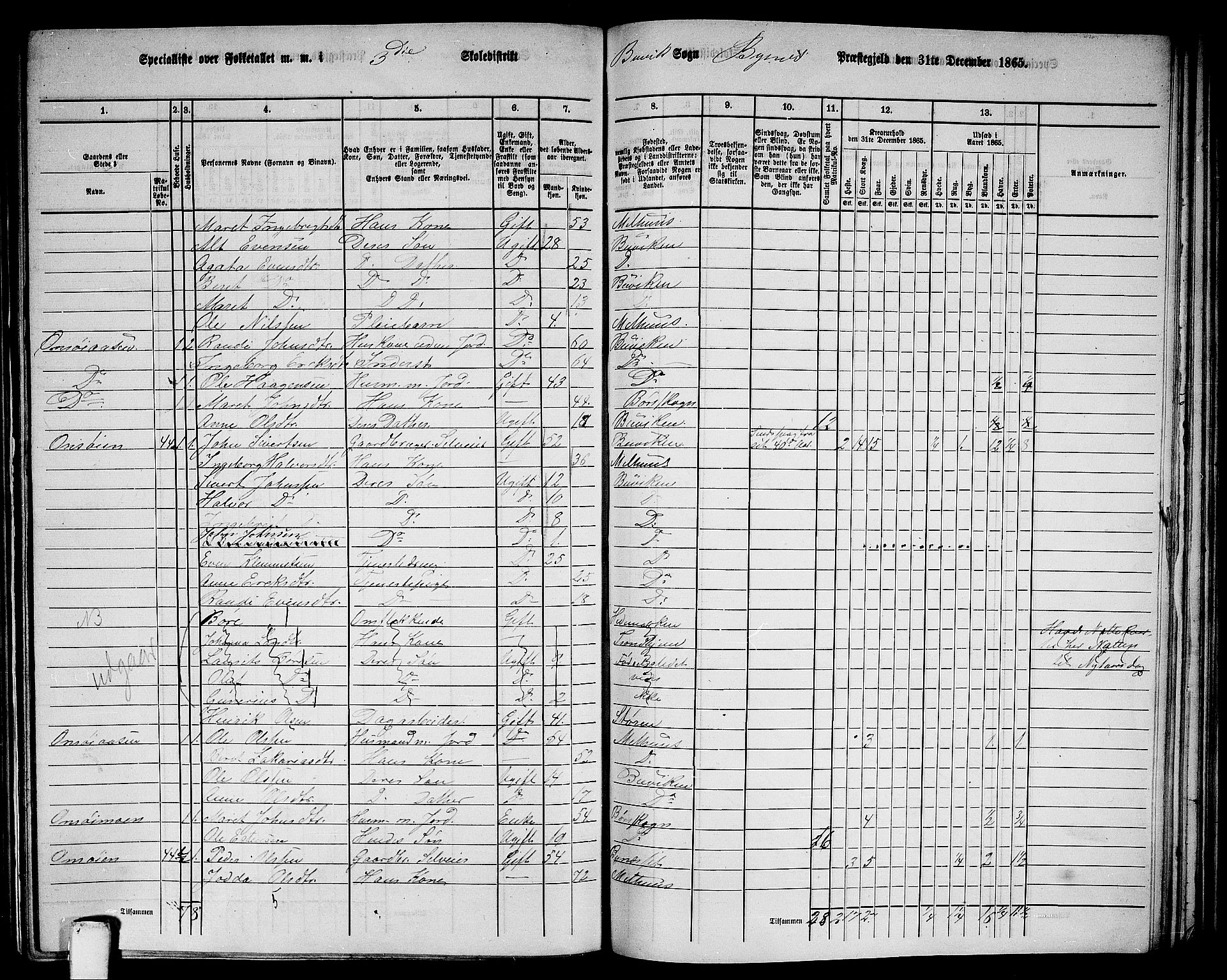 RA, 1865 census for Byneset, 1865, p. 42