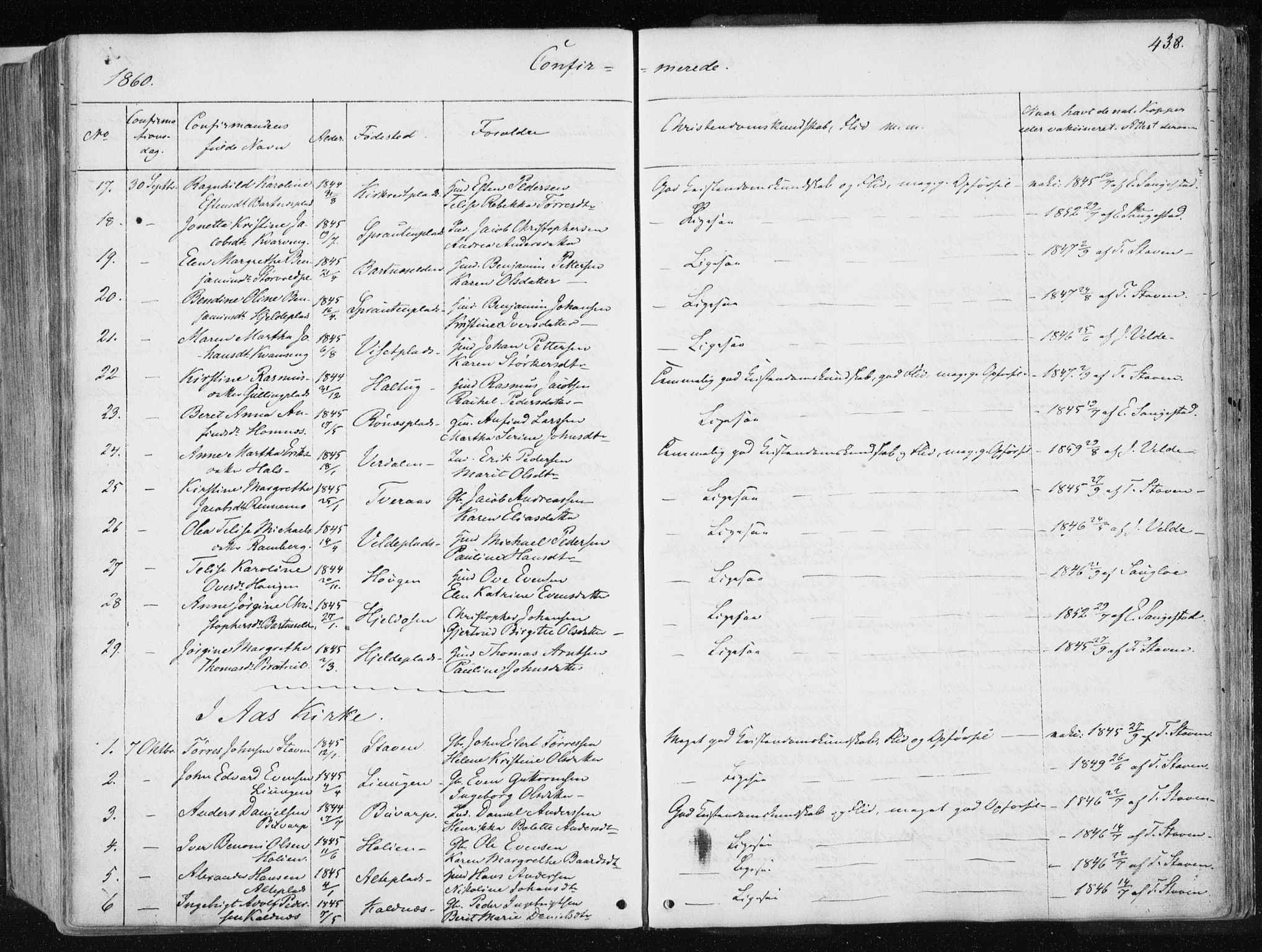 Ministerialprotokoller, klokkerbøker og fødselsregistre - Nord-Trøndelag, AV/SAT-A-1458/741/L0393: Parish register (official) no. 741A07, 1849-1863, p. 438