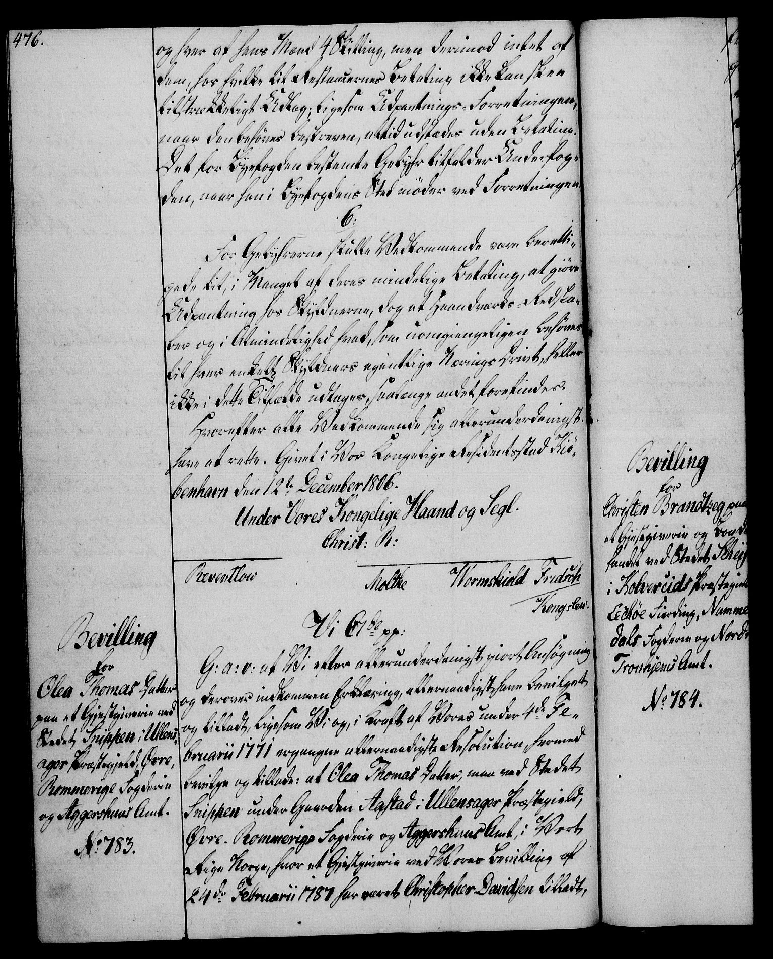 Rentekammeret, Kammerkanselliet, AV/RA-EA-3111/G/Gg/Gga/L0018: Norsk ekspedisjonsprotokoll med register (merket RK 53.18), 1804-1806, p. 476