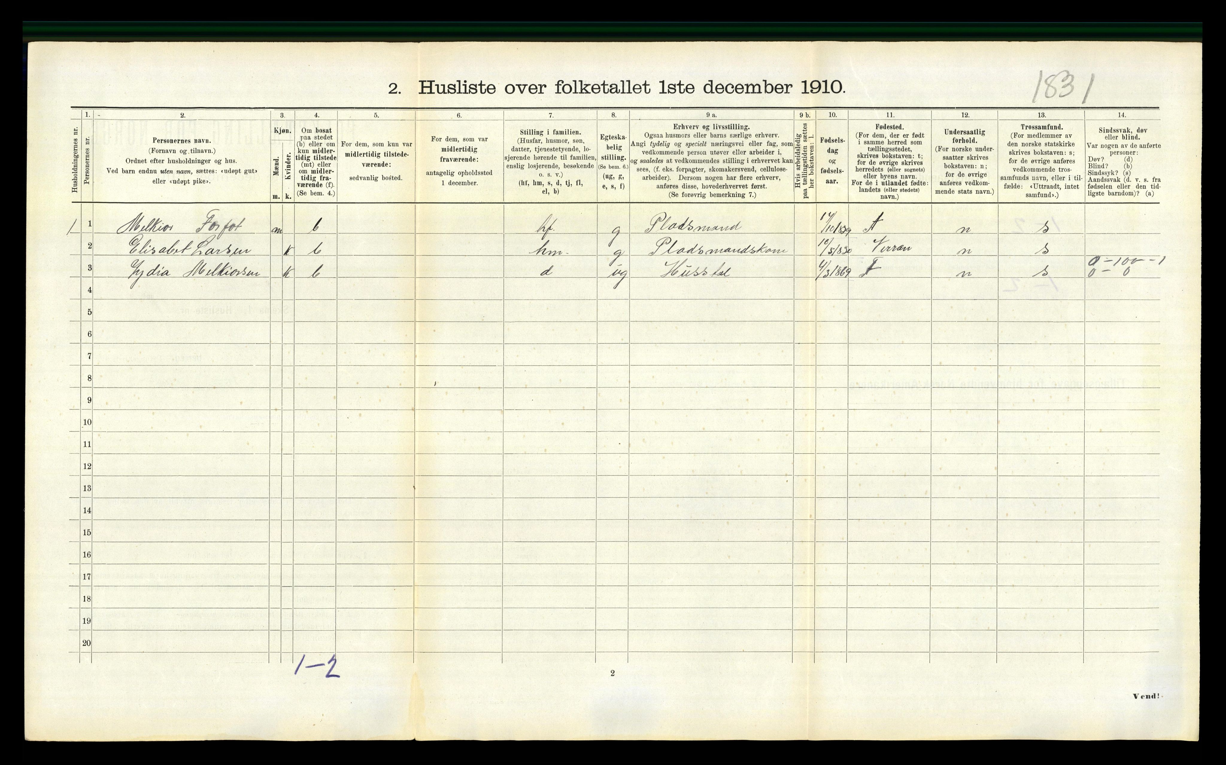 RA, 1910 census for Aa, 1910, p. 287