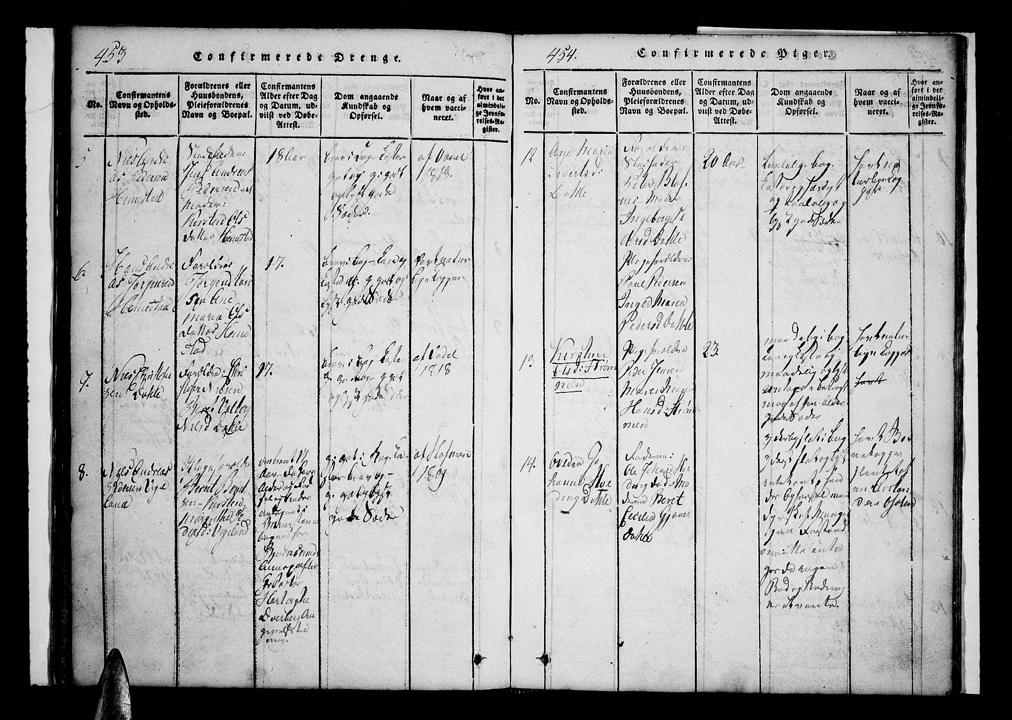 Kvæfjord sokneprestkontor, AV/SATØ-S-1323/G/Ga/Gaa/L0002kirke: Parish register (official) no. 2, 1821-1830, p. 453-454