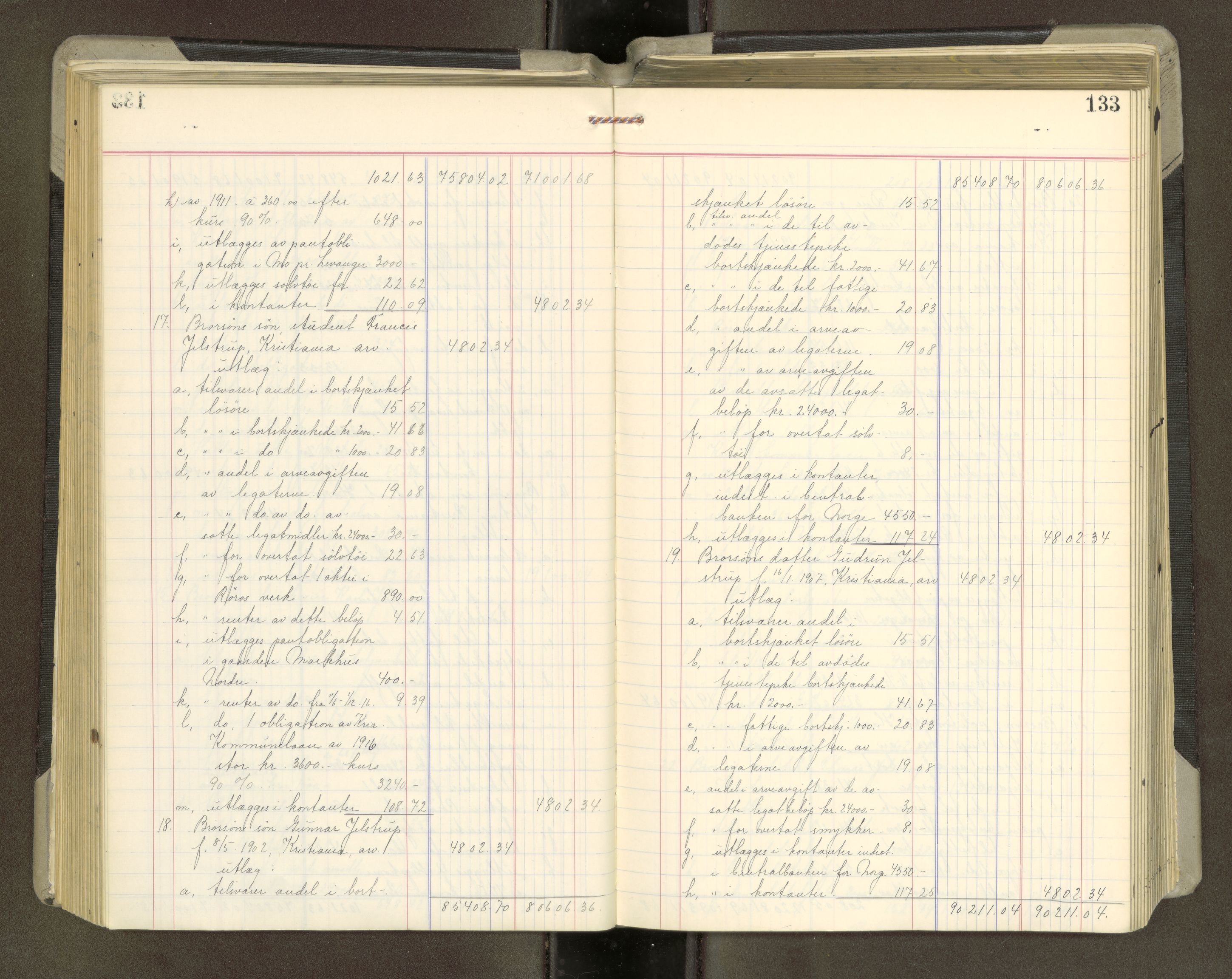 Trondheim byfogd, AV/SAT-A-0003/1/3/3A/L0042: Skifteutlodningsprotokoll - 10/2-5/7. (m/ register), 1916-1918, p. 133