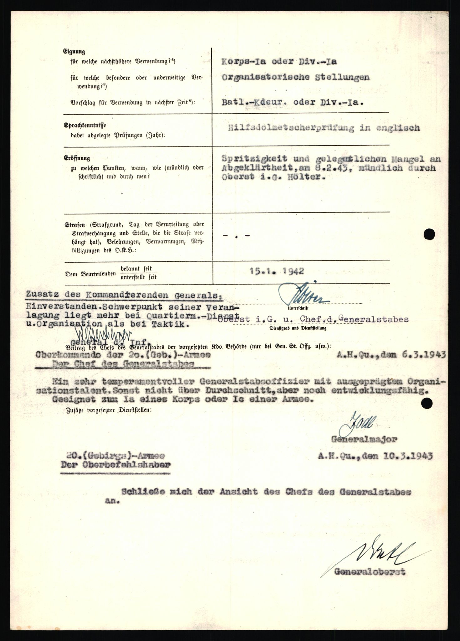 Forsvarets Overkommando. 2 kontor. Arkiv 11.4. Spredte tyske arkivsaker, AV/RA-RAFA-7031/D/Dar/Dara/L0019: Personalbøker og diverse, 1940-1945, p. 91