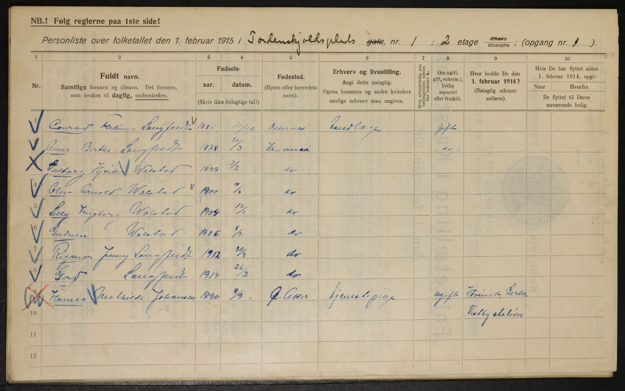 OBA, Municipal Census 1915 for Kristiania, 1915, p. 114156