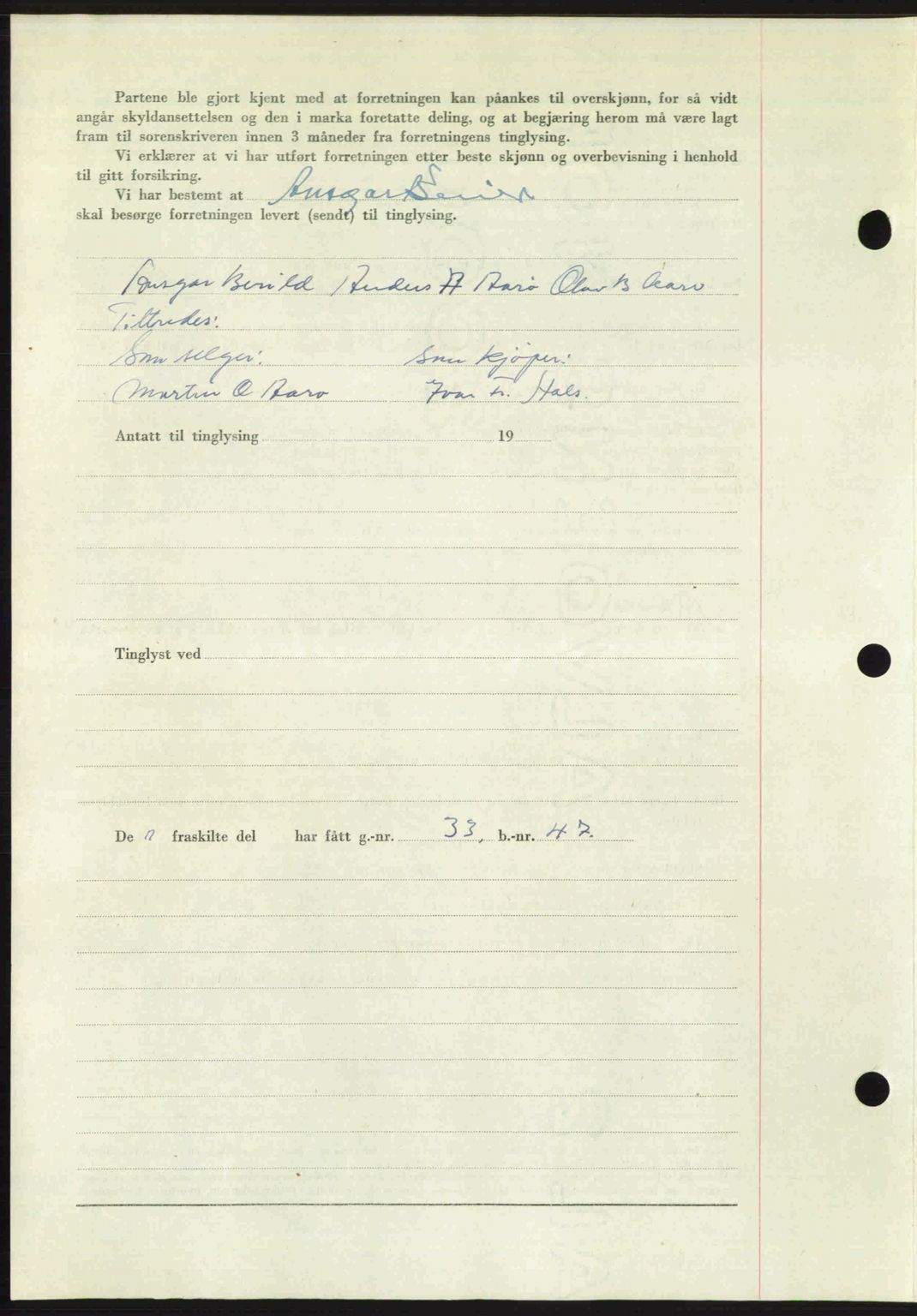 Romsdal sorenskriveri, AV/SAT-A-4149/1/2/2C: Mortgage book no. A30, 1949-1949, Diary no: : 2076/1949