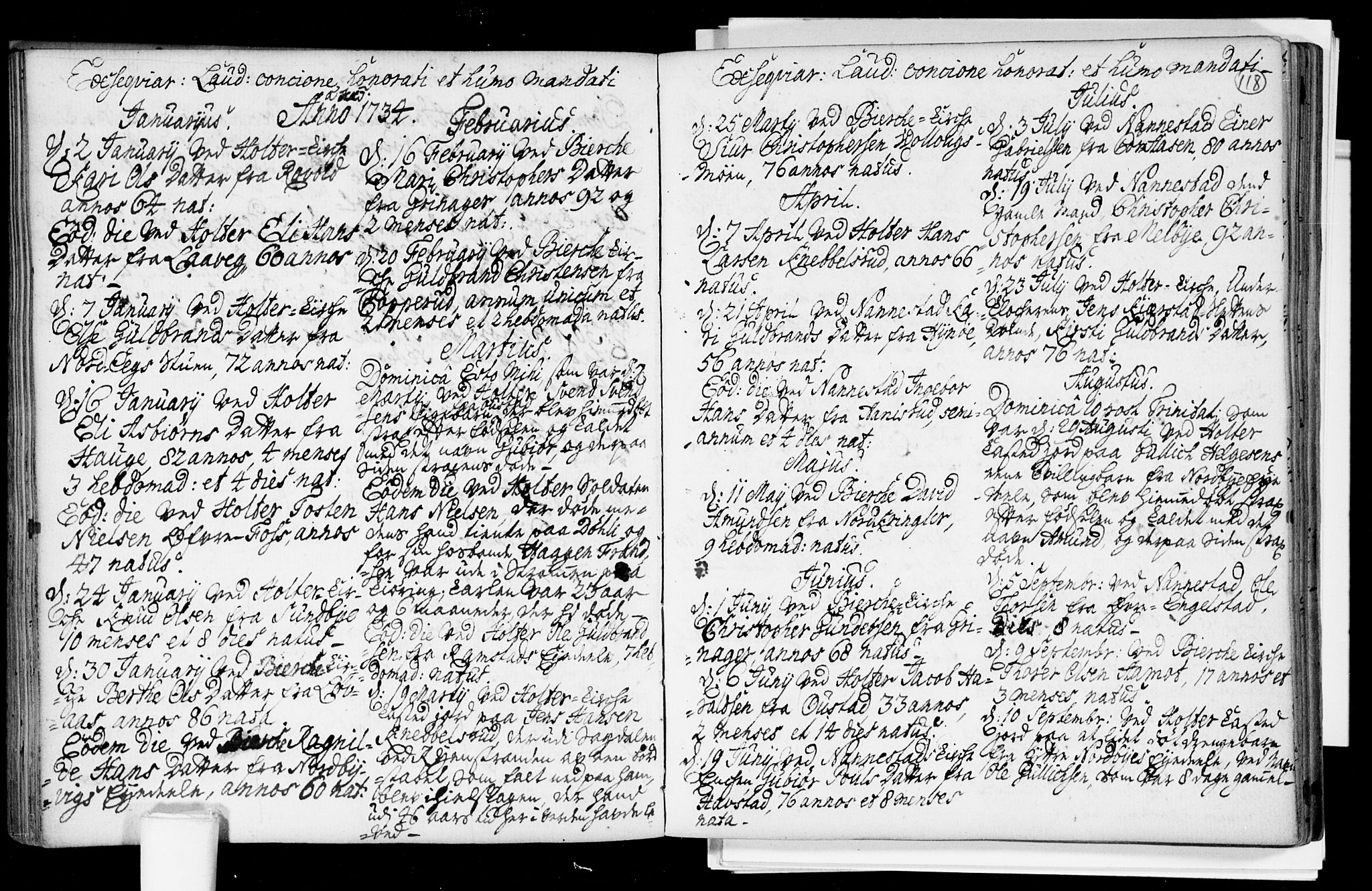 Nannestad prestekontor Kirkebøker, SAO/A-10414a/F/Fa/L0005: Parish register (official) no. I 5, 1729-1738, p. 118