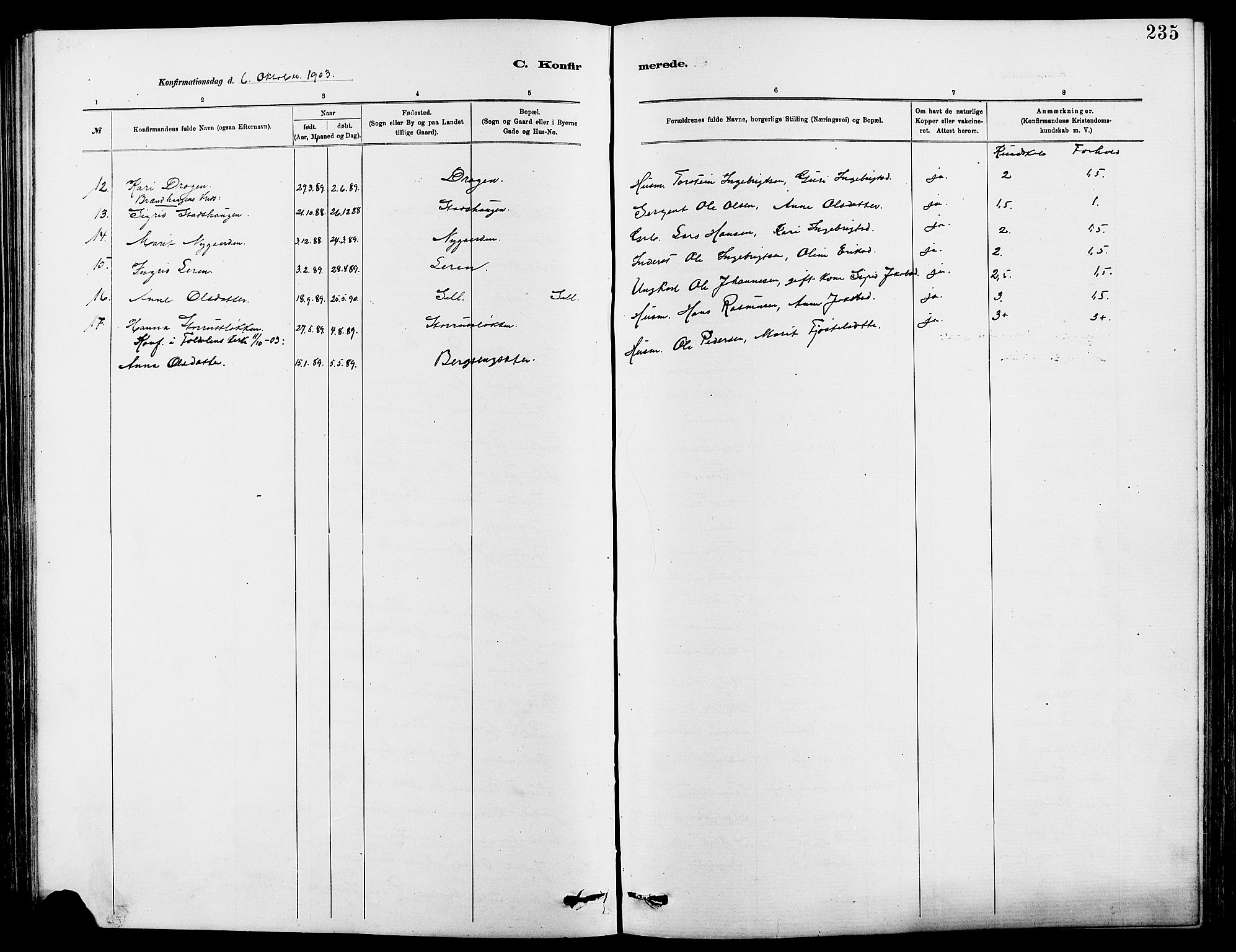 Dovre prestekontor, SAH/PREST-066/H/Ha/Hab/L0002: Parish register (copy) no. 2, 1881-1907, p. 235