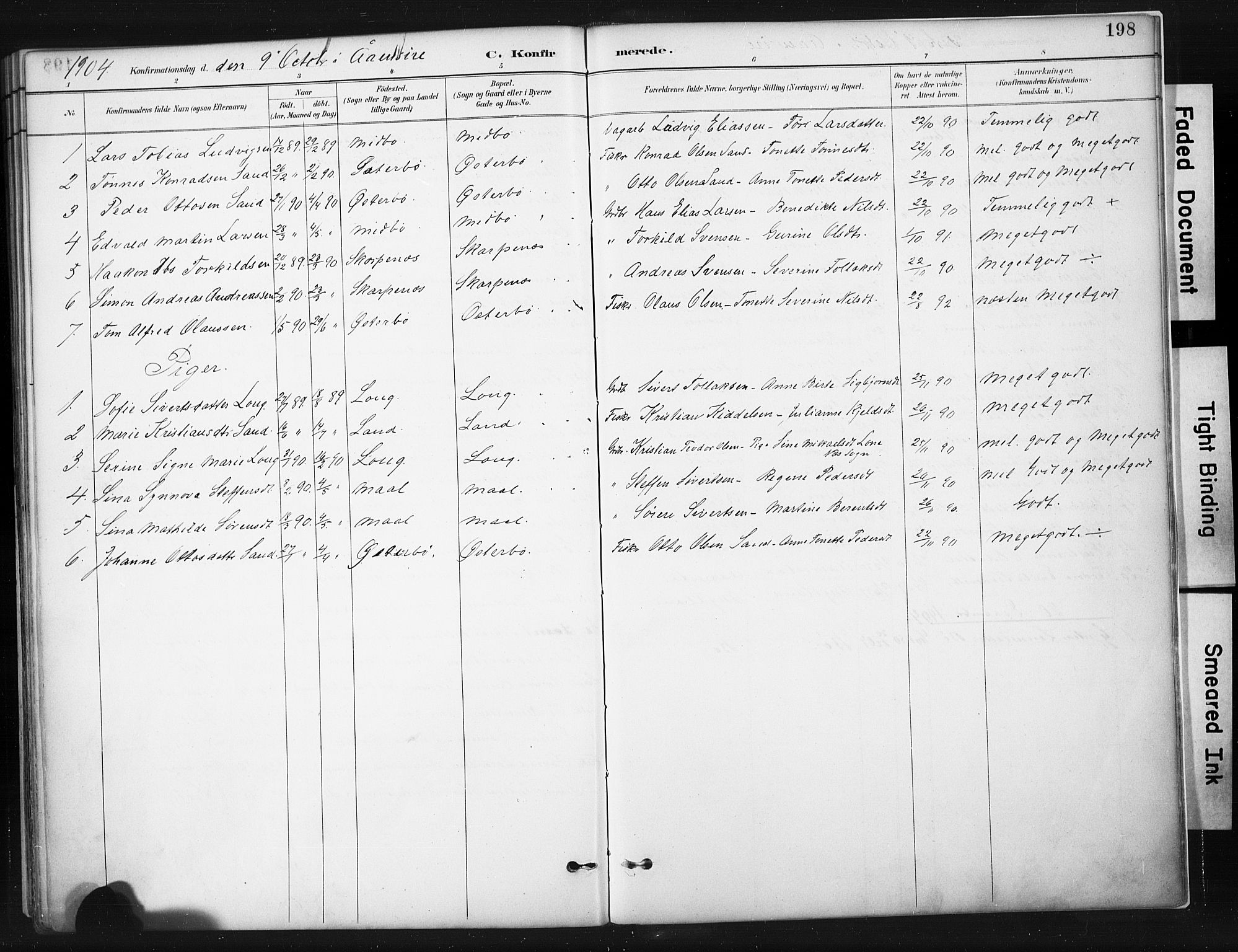 Sokndal sokneprestkontor, AV/SAST-A-101808: Parish register (official) no. A 11.1, 1887-1905, p. 198