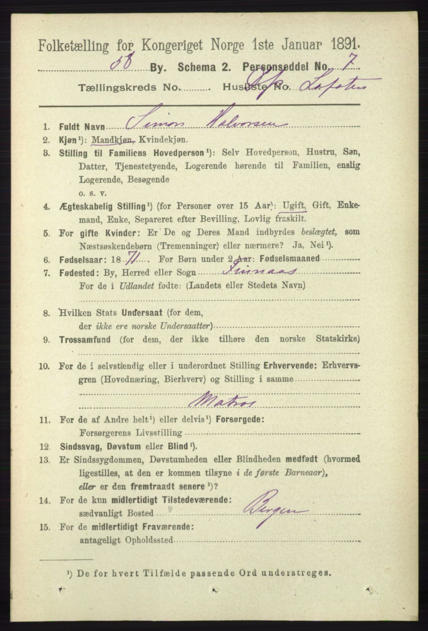 RA, 1891 census for 1902 Tromsø, 1891, p. 7486