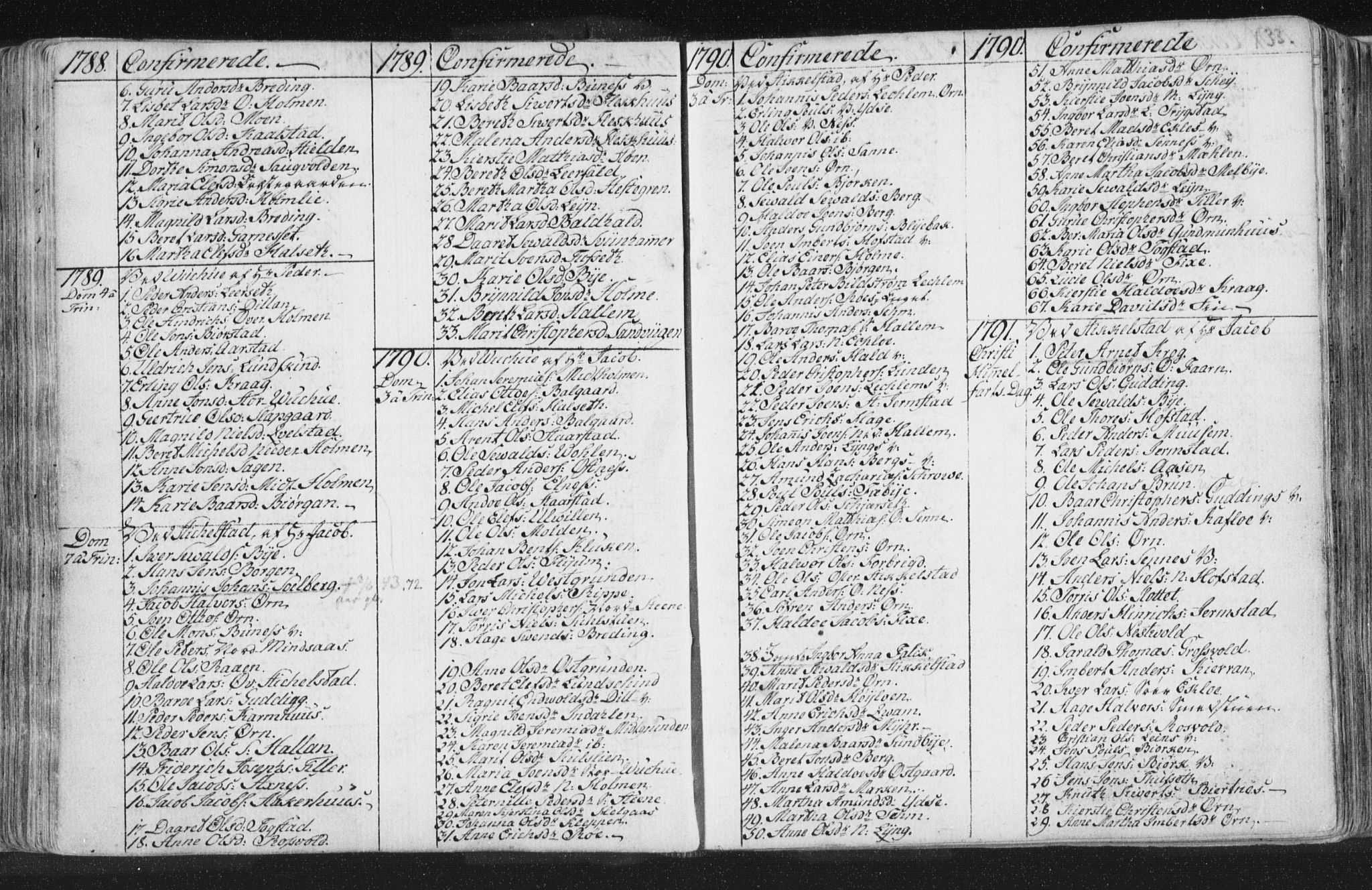 Ministerialprotokoller, klokkerbøker og fødselsregistre - Nord-Trøndelag, SAT/A-1458/723/L0232: Parish register (official) no. 723A03, 1781-1804, p. 133