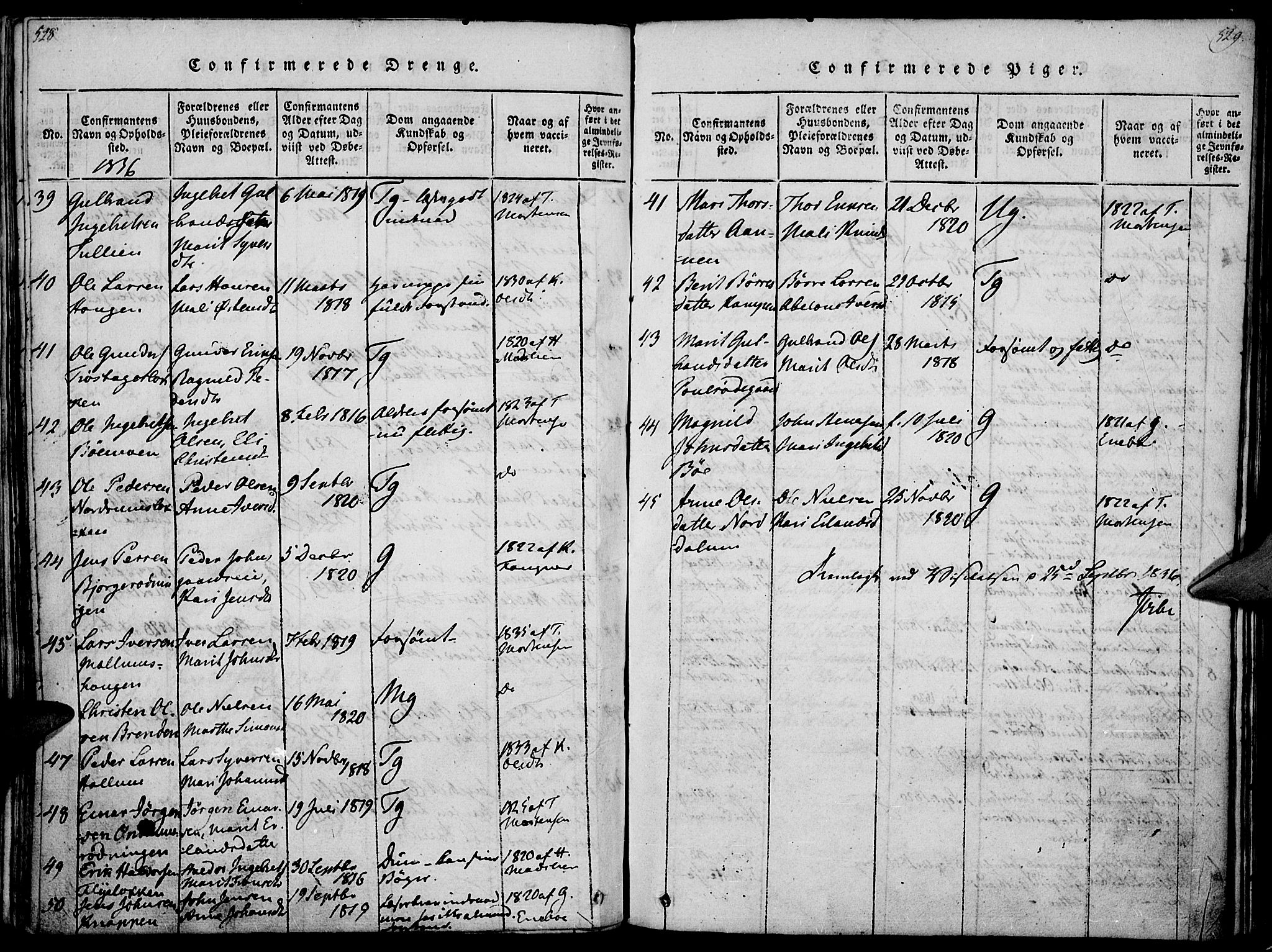 Ringebu prestekontor, SAH/PREST-082/H/Ha/Haa/L0004: Parish register (official) no. 4, 1821-1839, p. 528-529