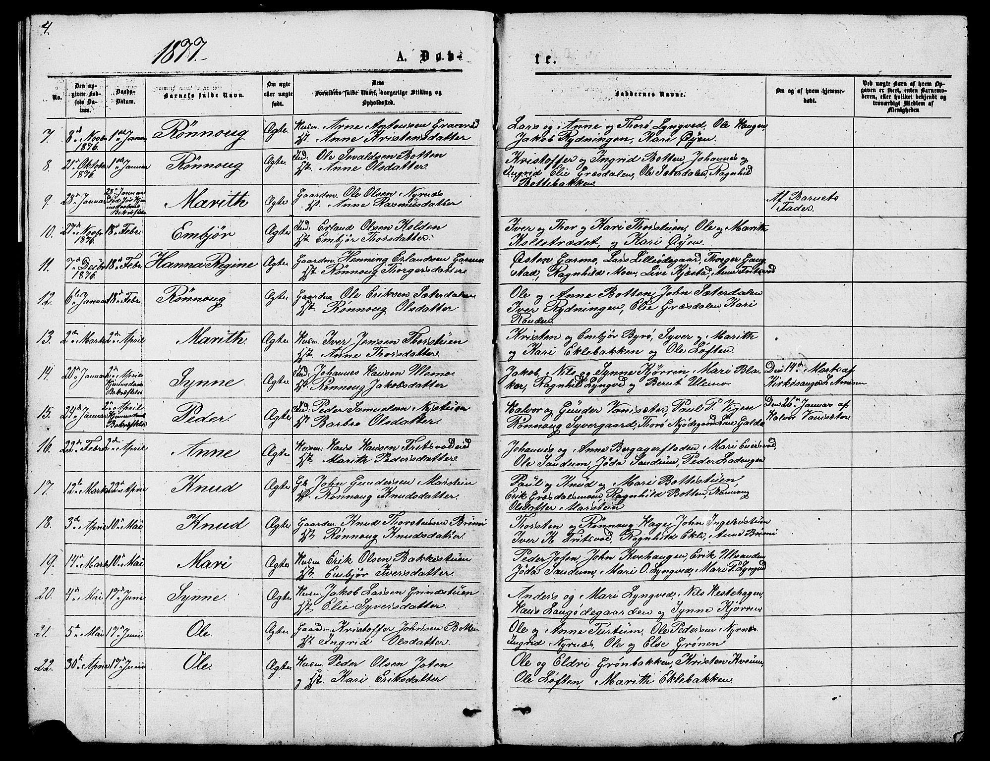 Lom prestekontor, SAH/PREST-070/L/L0005: Parish register (copy) no. 5, 1876-1901, p. 4-5