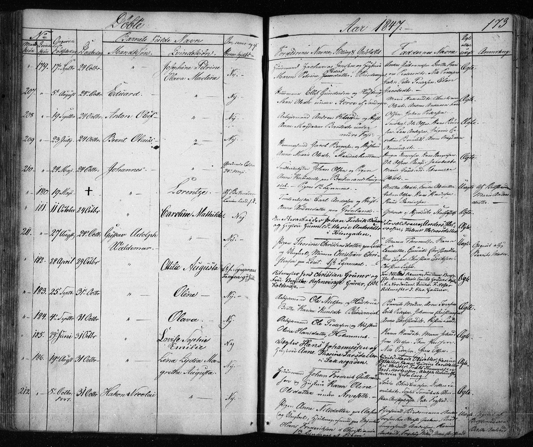 Aker prestekontor kirkebøker, AV/SAO-A-10861/F/L0019: Parish register (official) no. 19, 1842-1852, p. 173