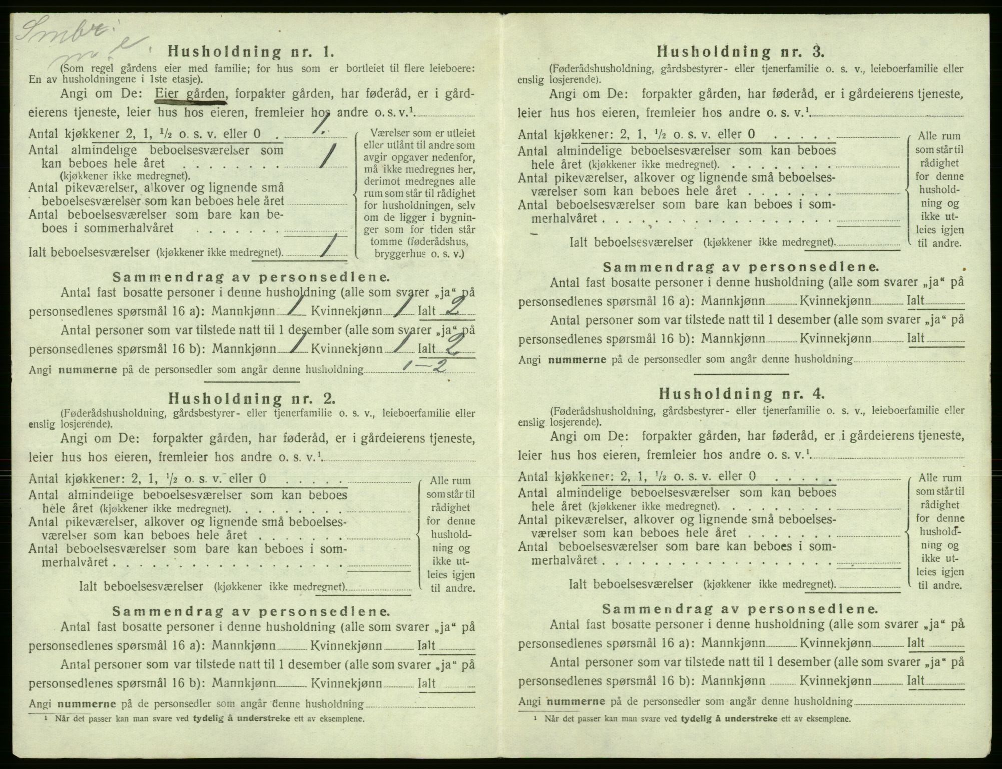 SAB, 1920 census for Kvam, 1920, p. 734
