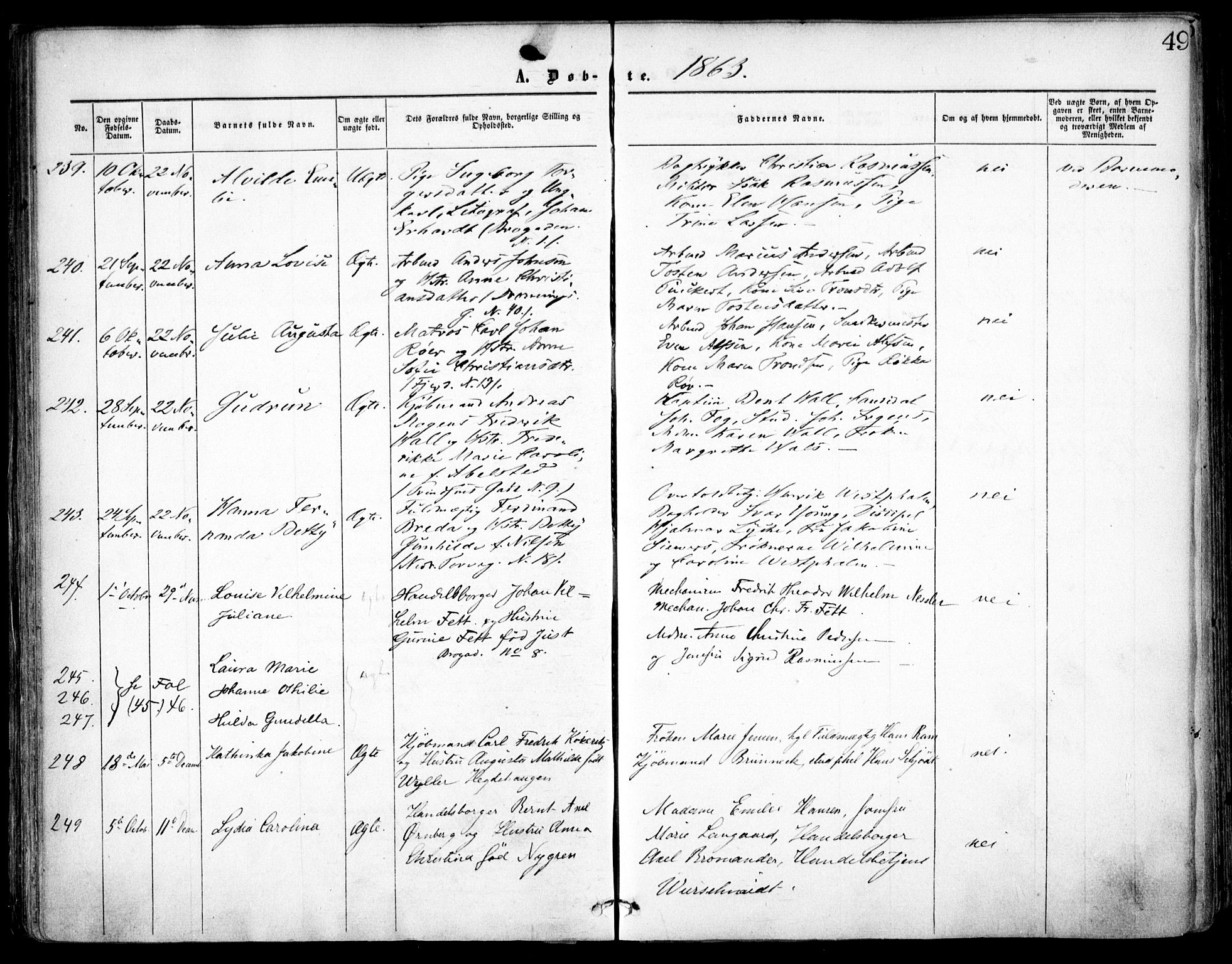 Oslo domkirke Kirkebøker, AV/SAO-A-10752/F/Fa/L0016: Parish register (official) no. 16, 1863-1871, p. 49