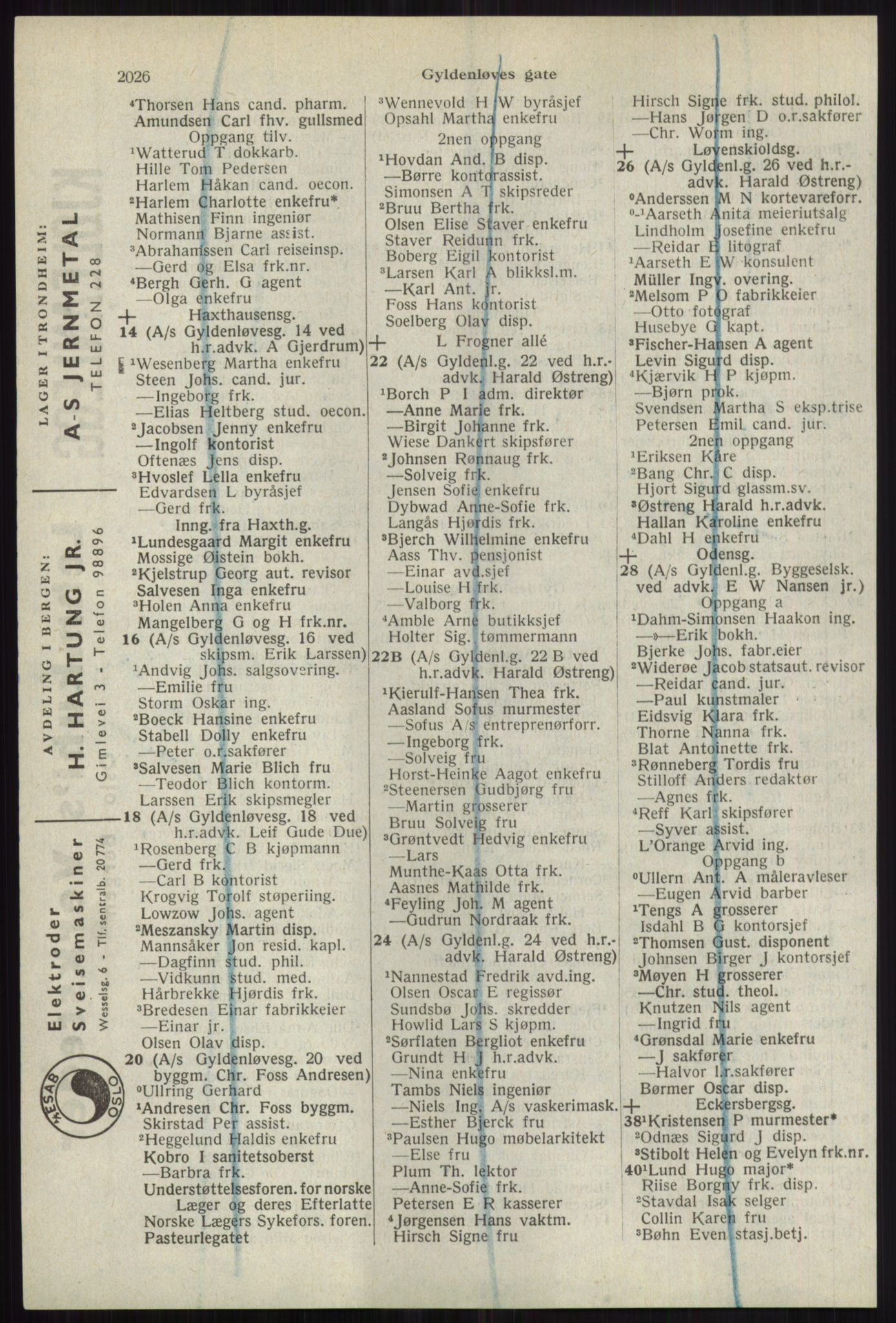 Kristiania/Oslo adressebok, PUBL/-, 1941, p. 2026