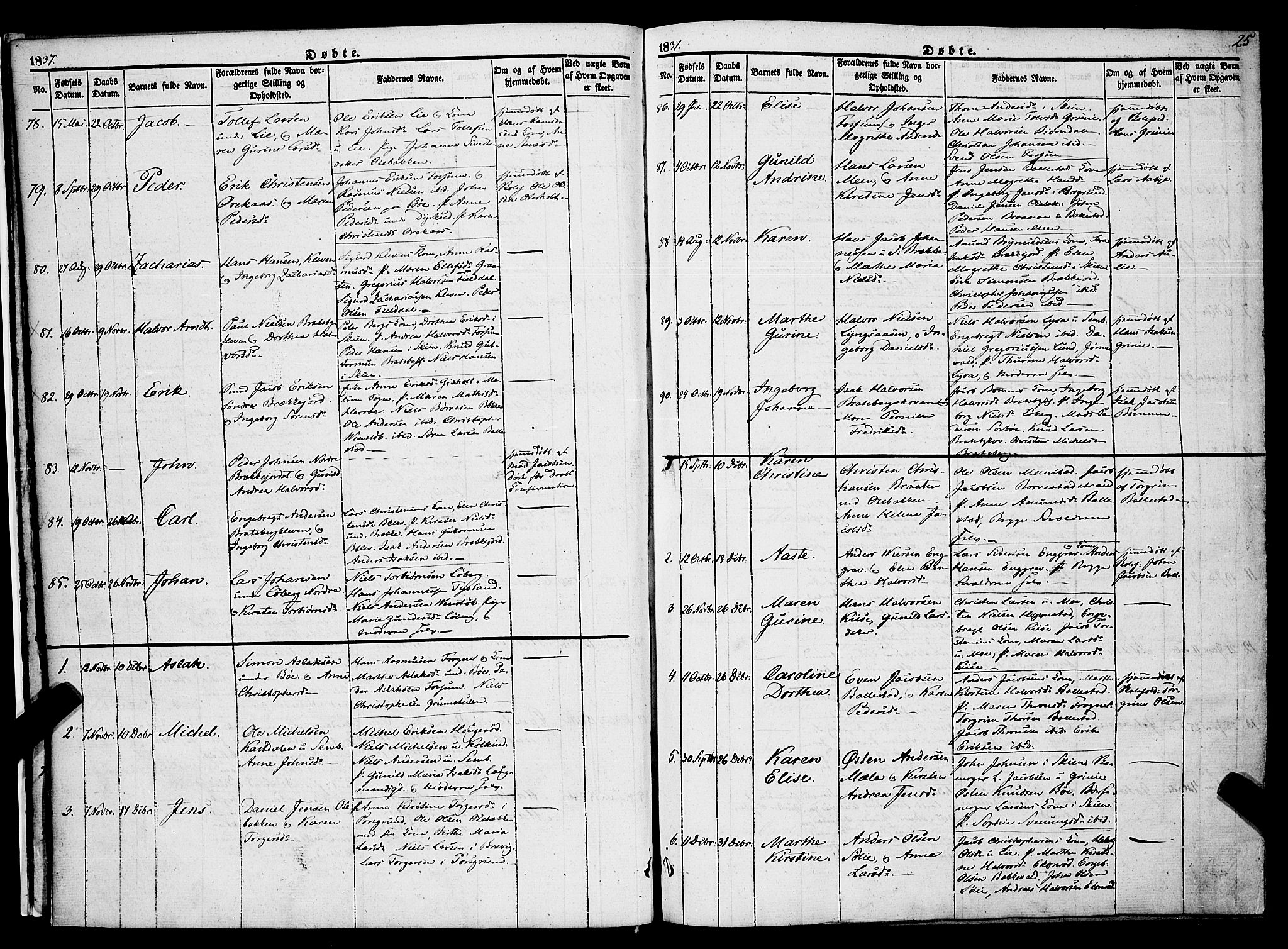 Gjerpen kirkebøker, SAKO/A-265/F/Fa/L0007a: Parish register (official) no. I 7A, 1834-1857, p. 25