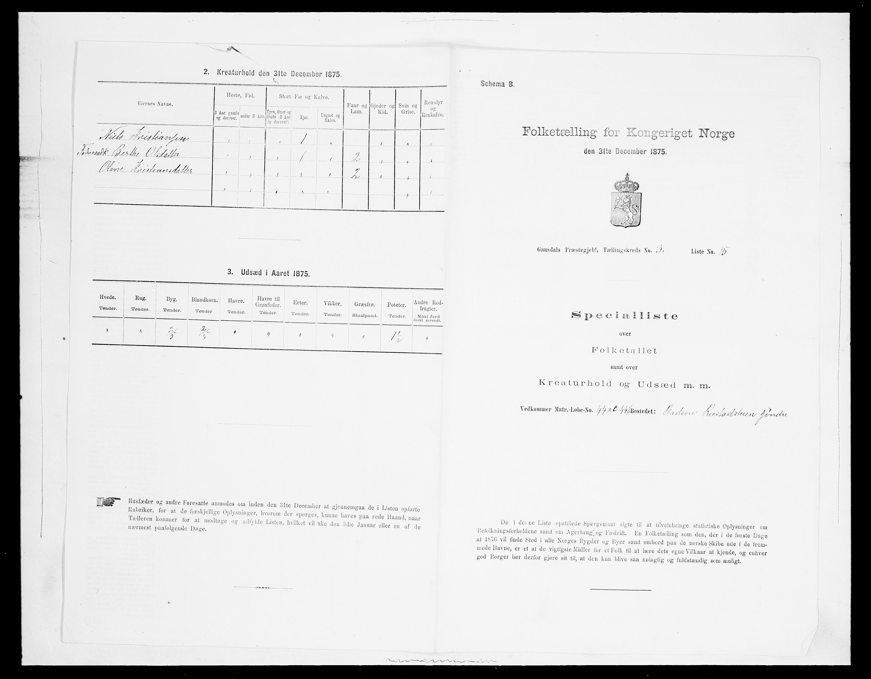 SAH, 1875 census for 0522P Gausdal, 1875, p. 555
