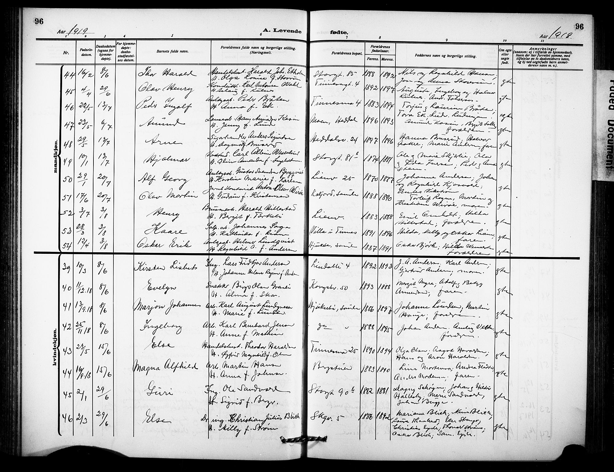 Notodden kirkebøker, AV/SAKO-A-290/G/Ga/L0001: Parish register (copy) no. 1, 1912-1923, p. 96