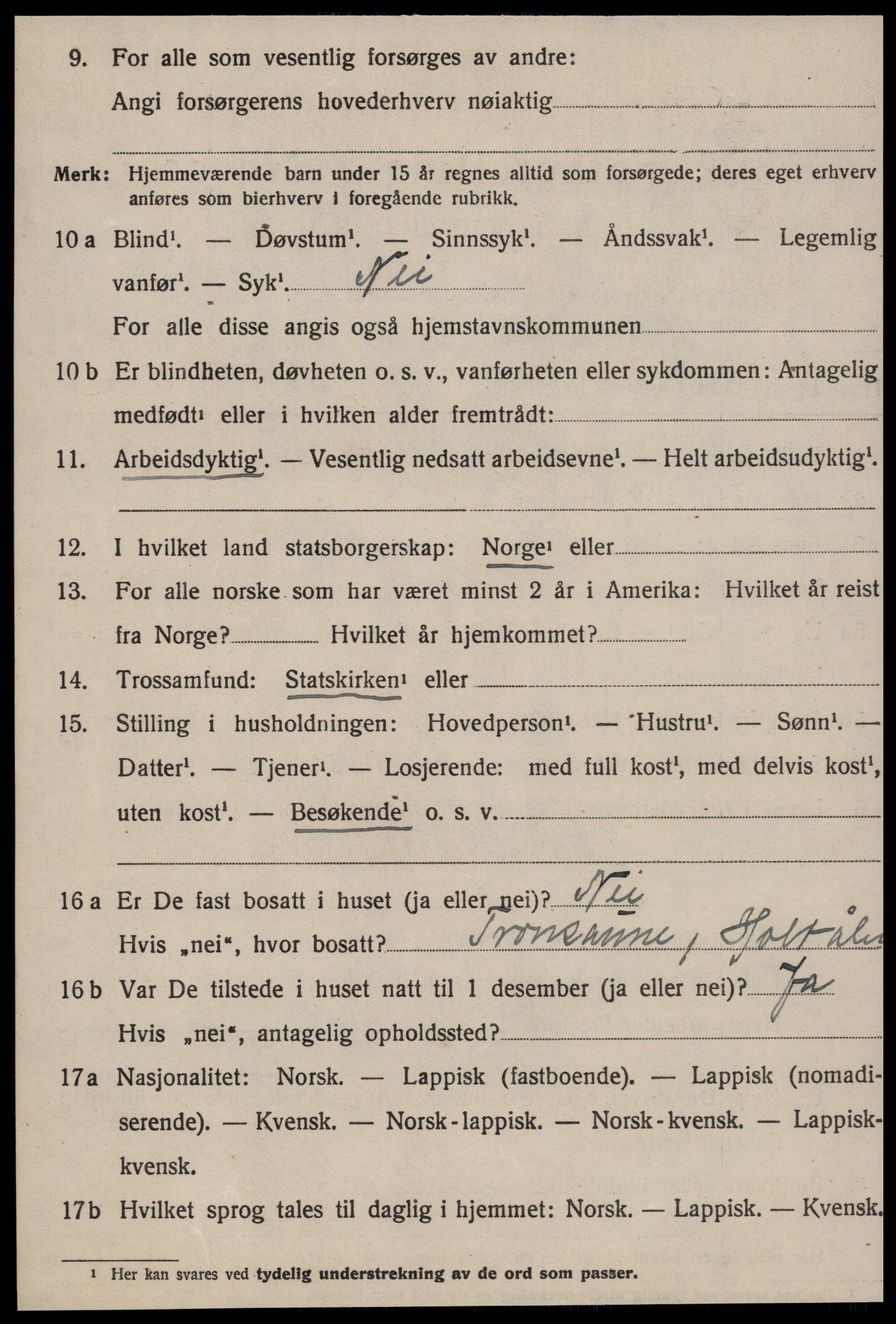 SAT, 1920 census for Haltdalen, 1920, p. 1607