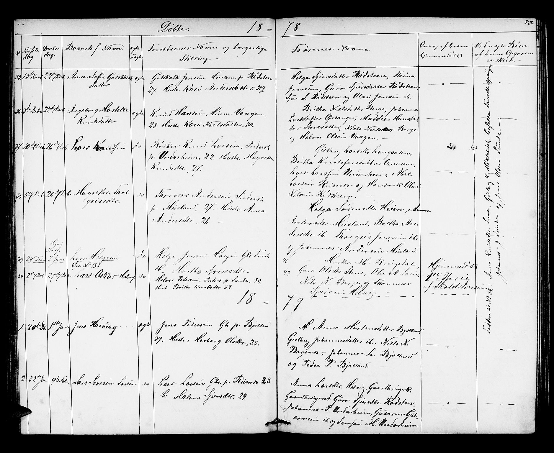 Husnes Sokneprestembete, AV/SAB-A-75901/H/Hab: Parish register (copy) no. A 1, 1856-1880, p. 73