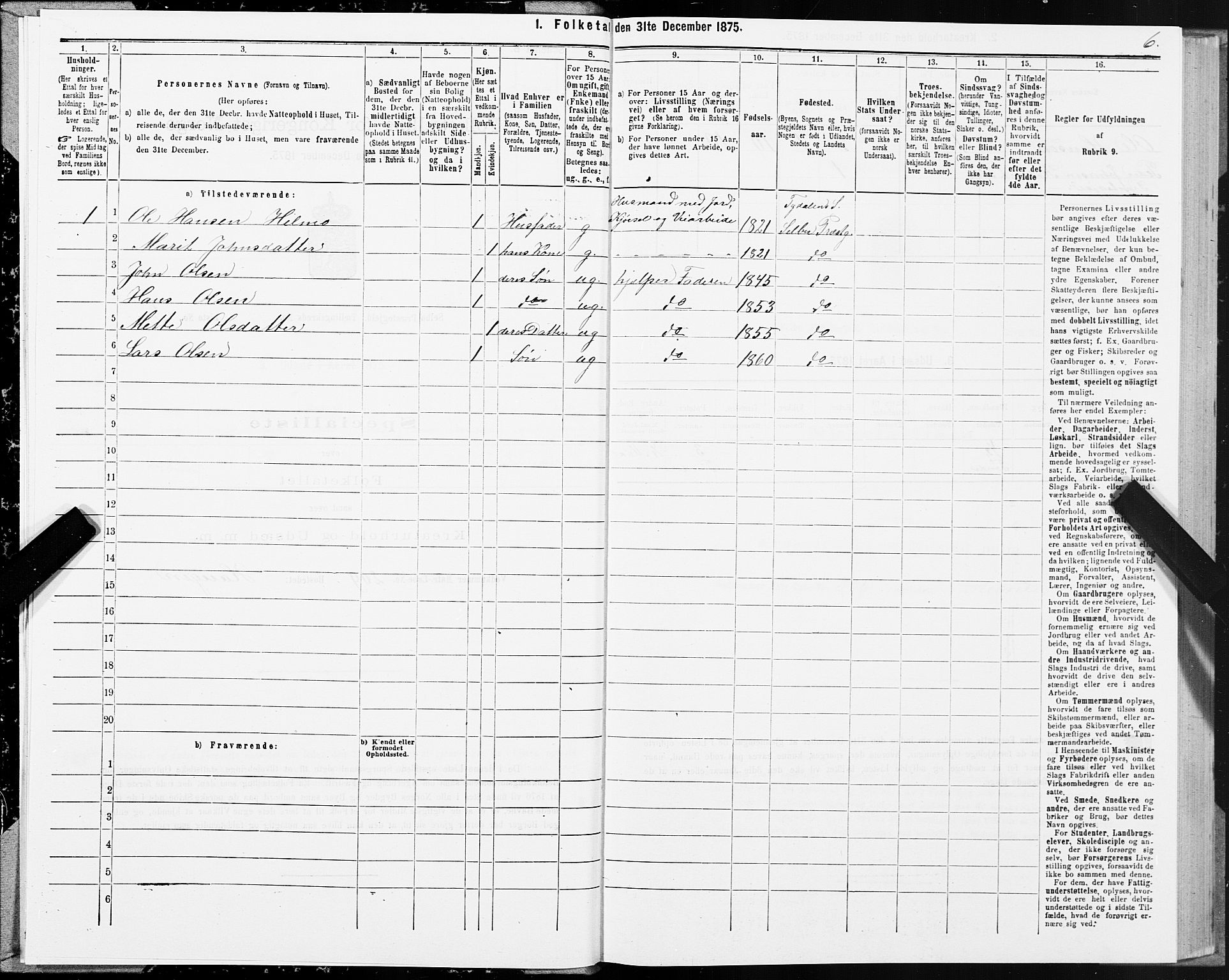 SAT, 1875 census for 1664P Selbu, 1875, p. 7006