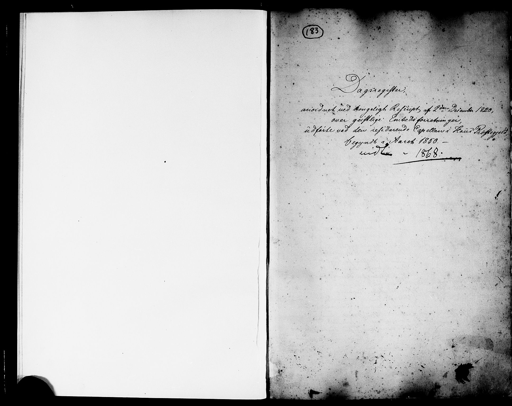 Haus sokneprestembete, SAB/A-75601: Curate's parish register no. A 3, 1850-1867