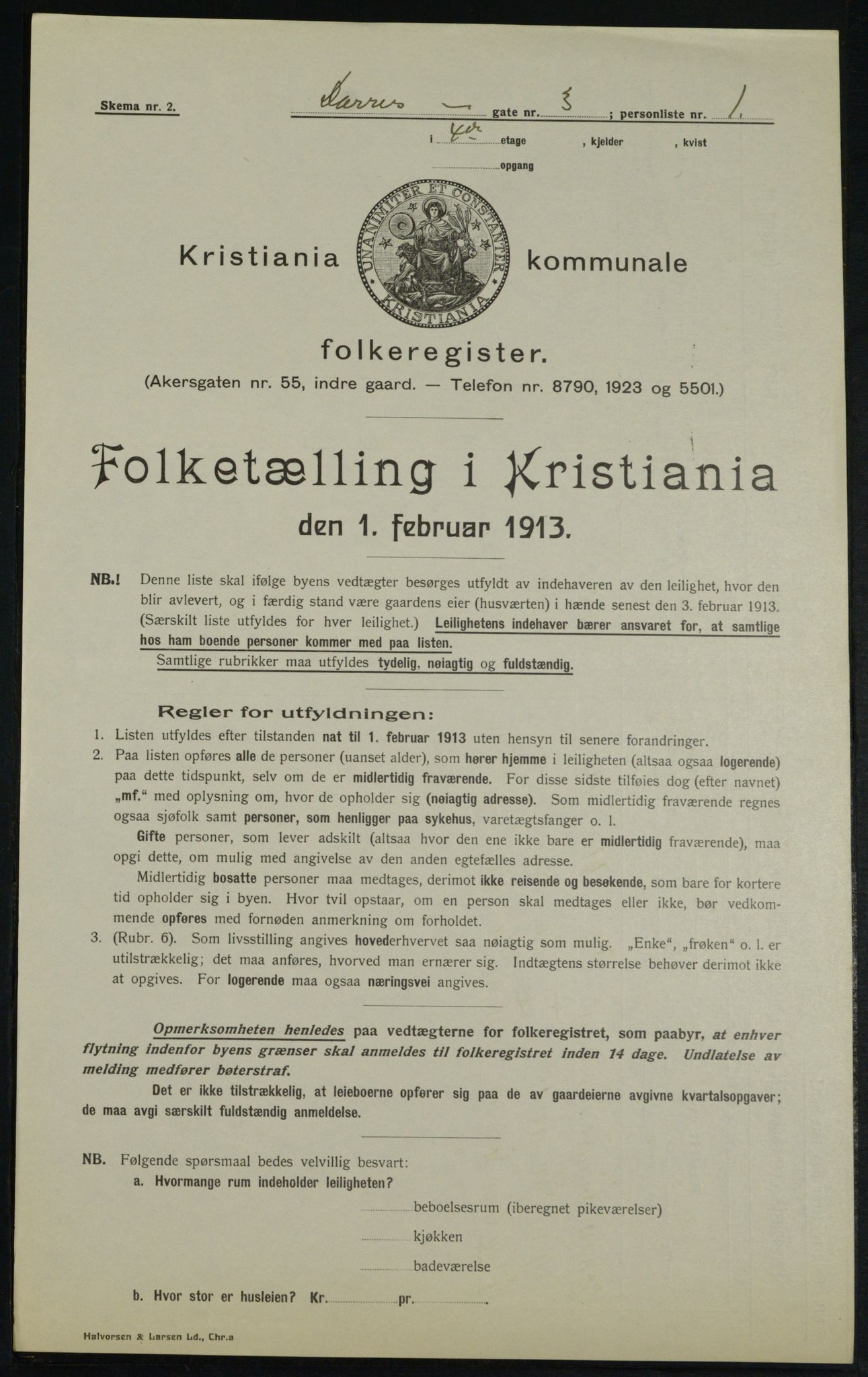 OBA, Municipal Census 1913 for Kristiania, 1913, p. 15435