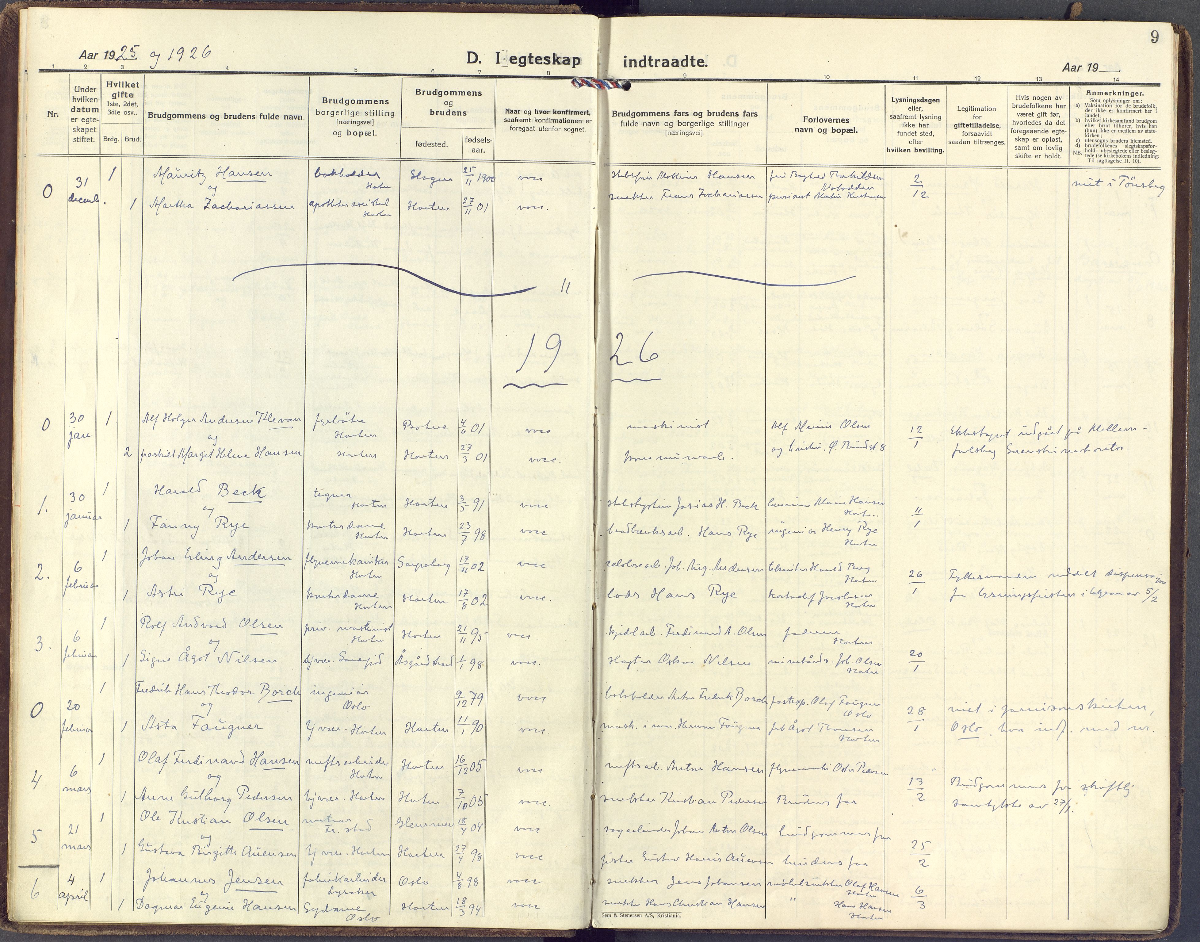 Horten kirkebøker, AV/SAKO-A-348/F/Fa/L0009: Parish register (official) no. 9, 1925-1936, p. 9