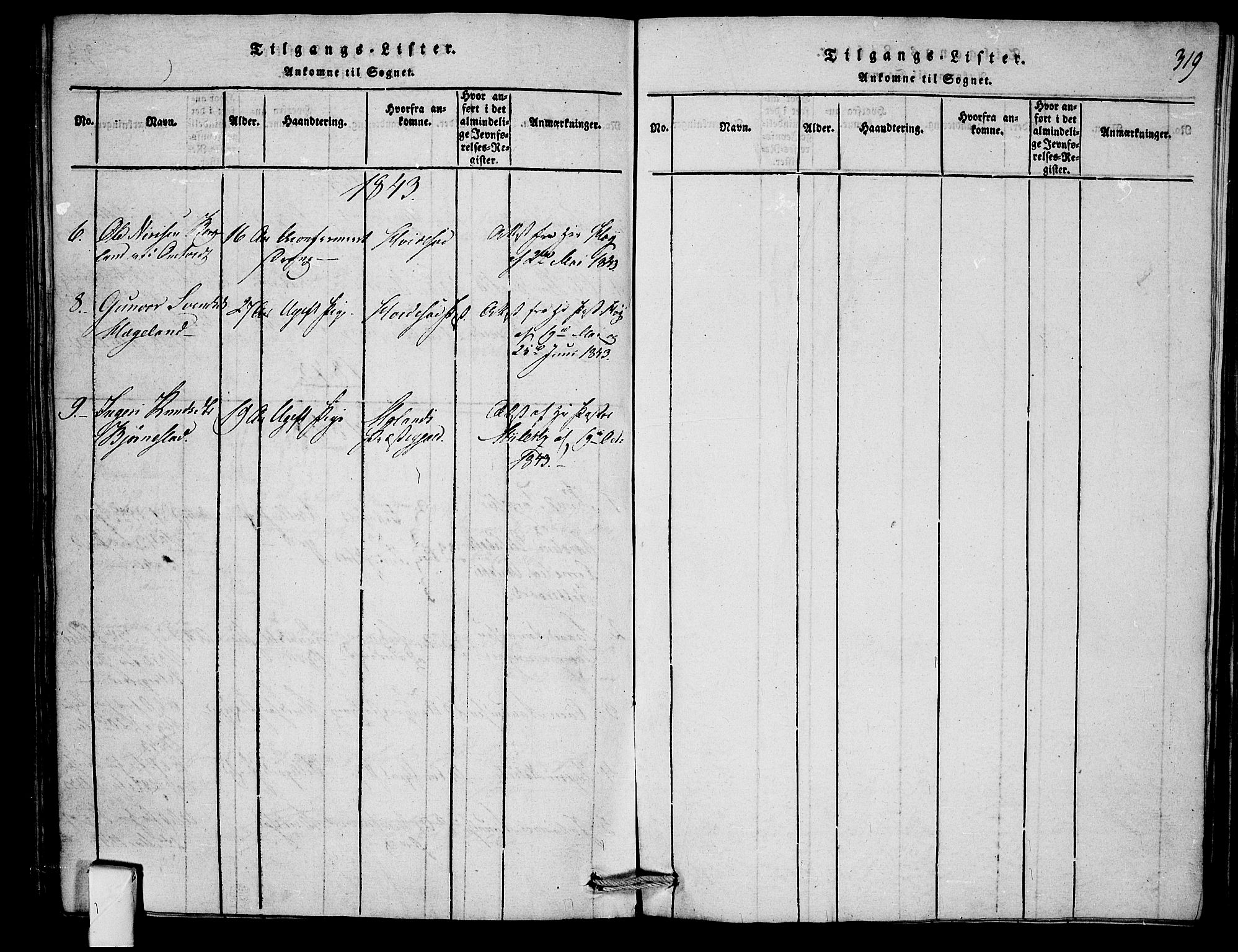 Mo kirkebøker, SAKO/A-286/F/Fb/L0001: Parish register (official) no. II 1, 1814-1844, p. 319