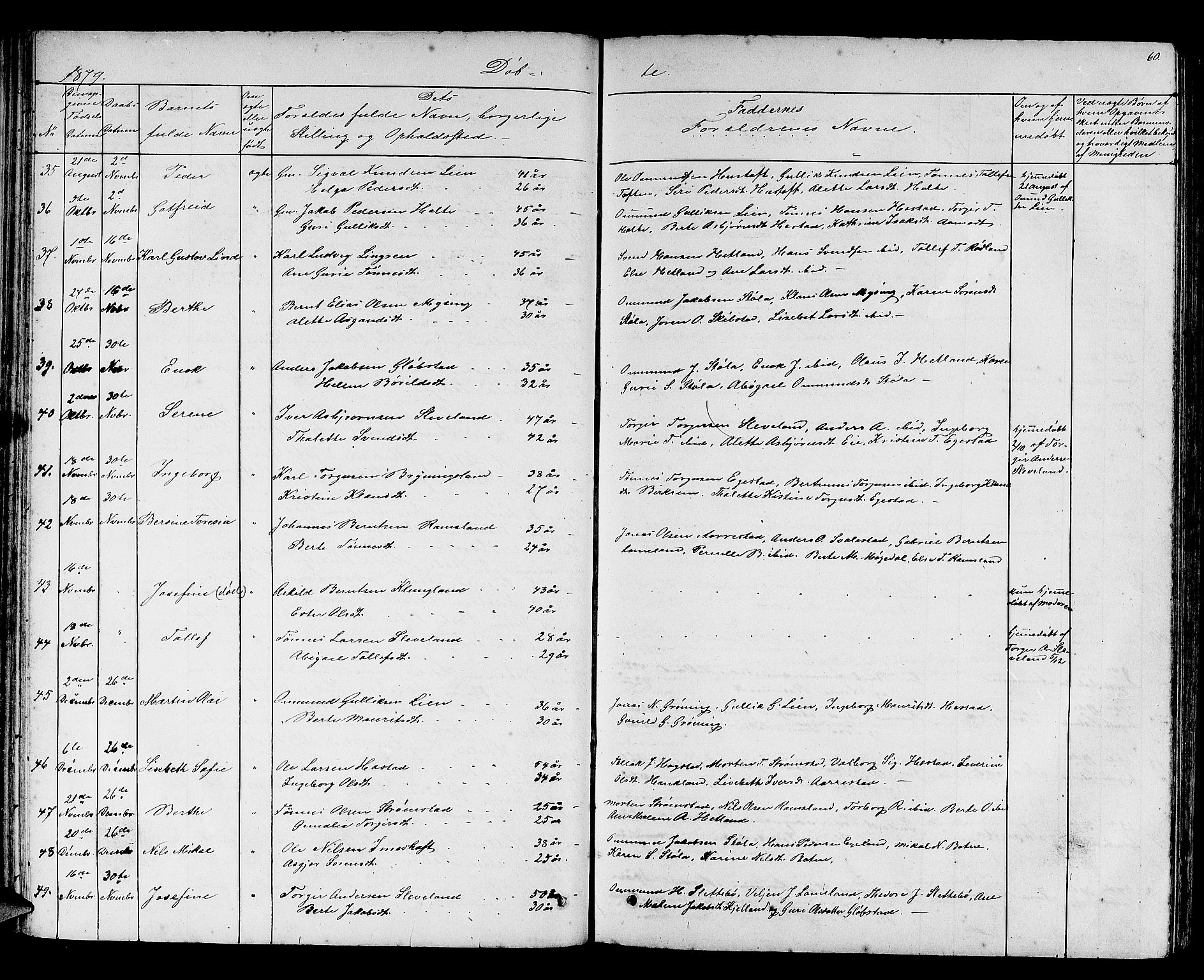 Helleland sokneprestkontor, AV/SAST-A-101810: Parish register (copy) no. B 2, 1848-1886, p. 60