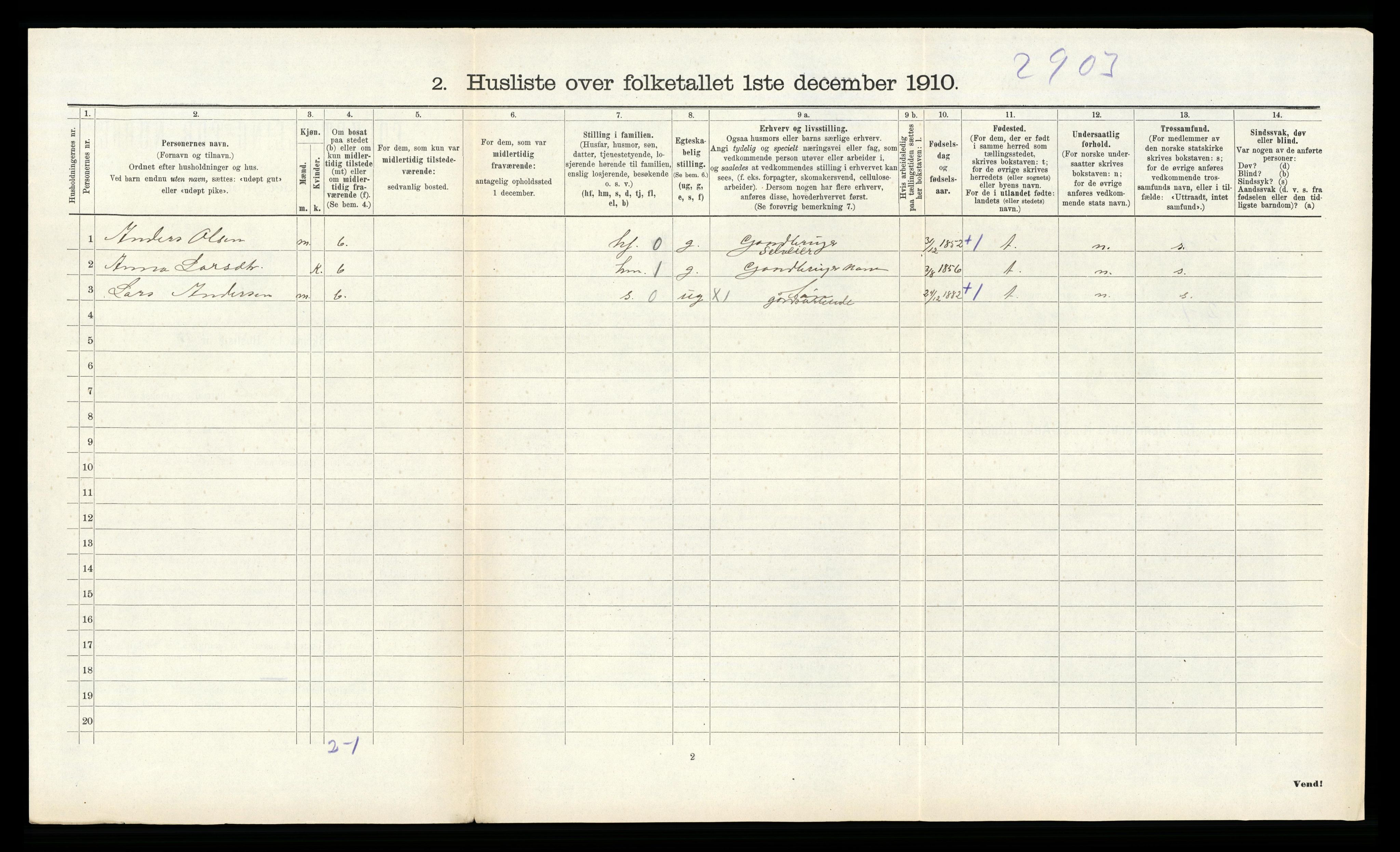 RA, 1910 census for Sauda, 1910, p. 479