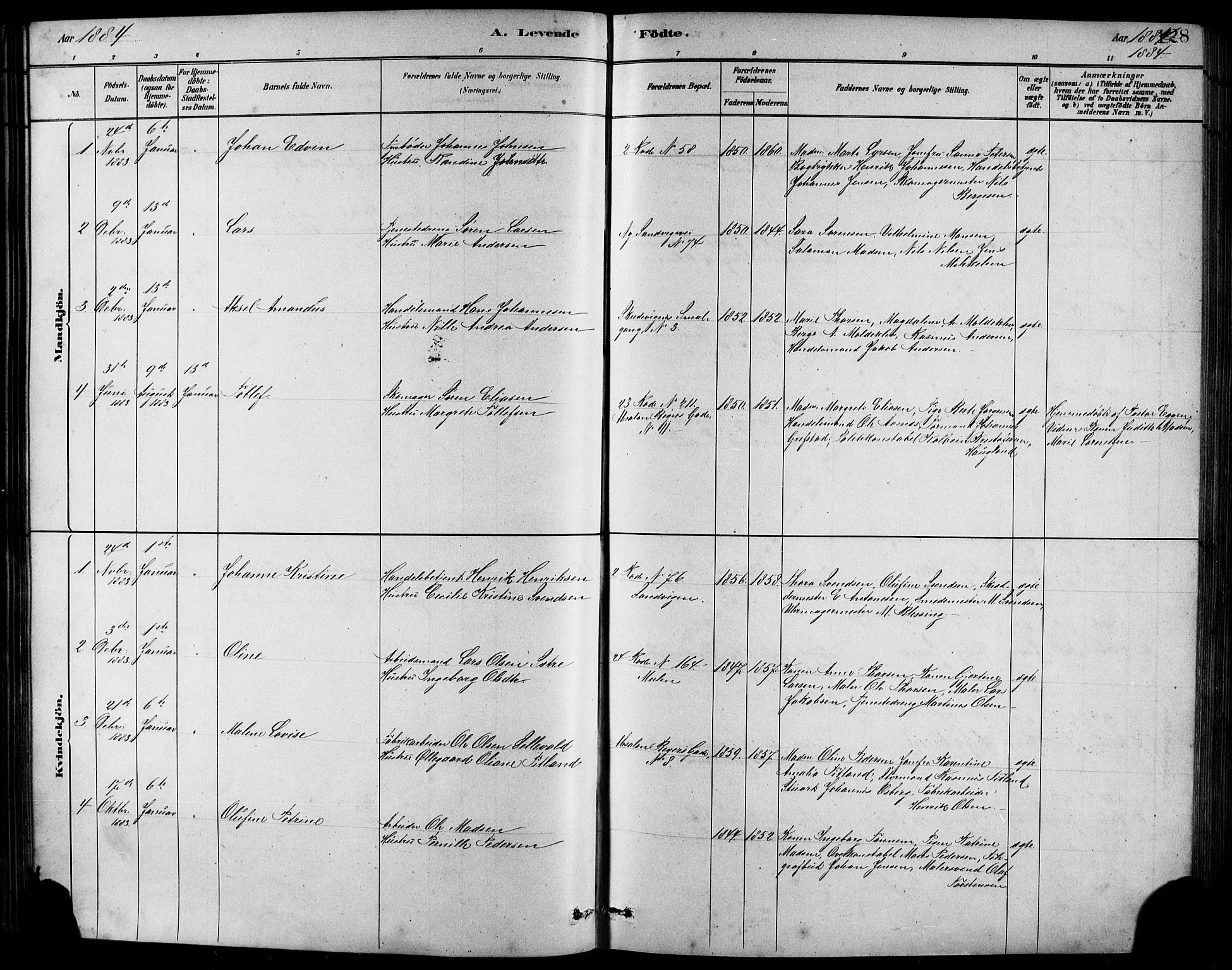 Sandviken Sokneprestembete, AV/SAB-A-77601/H/Hb/L0001: Parish register (copy) no. A 2, 1879-1892, p. 128