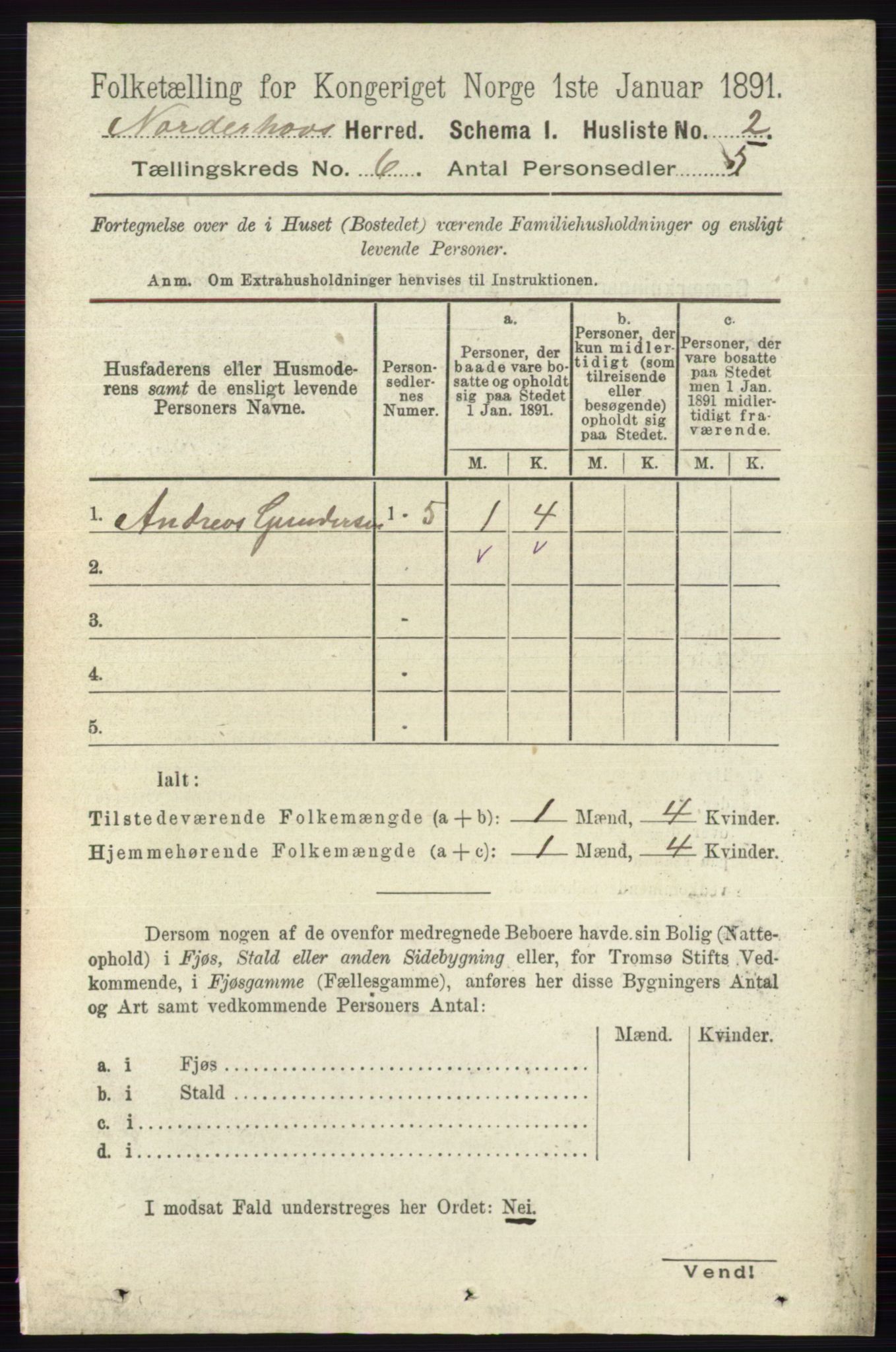 RA, 1891 census for 0613 Norderhov, 1891, p. 3930