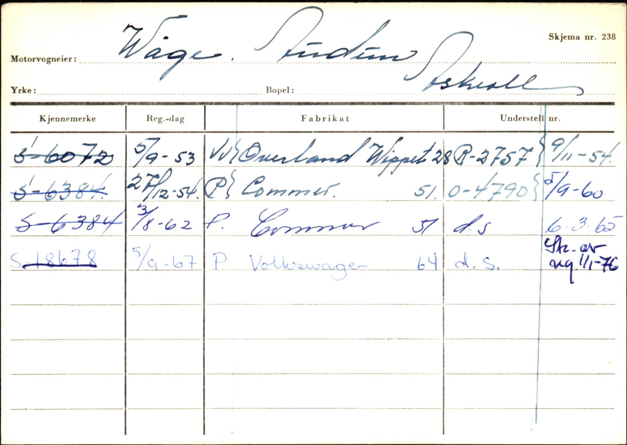 Statens vegvesen, Sogn og Fjordane vegkontor, AV/SAB-A-5301/4/F/L0132: Eigarregister Askvoll A-Å. Balestrand A-Å, 1945-1975, p. 1438