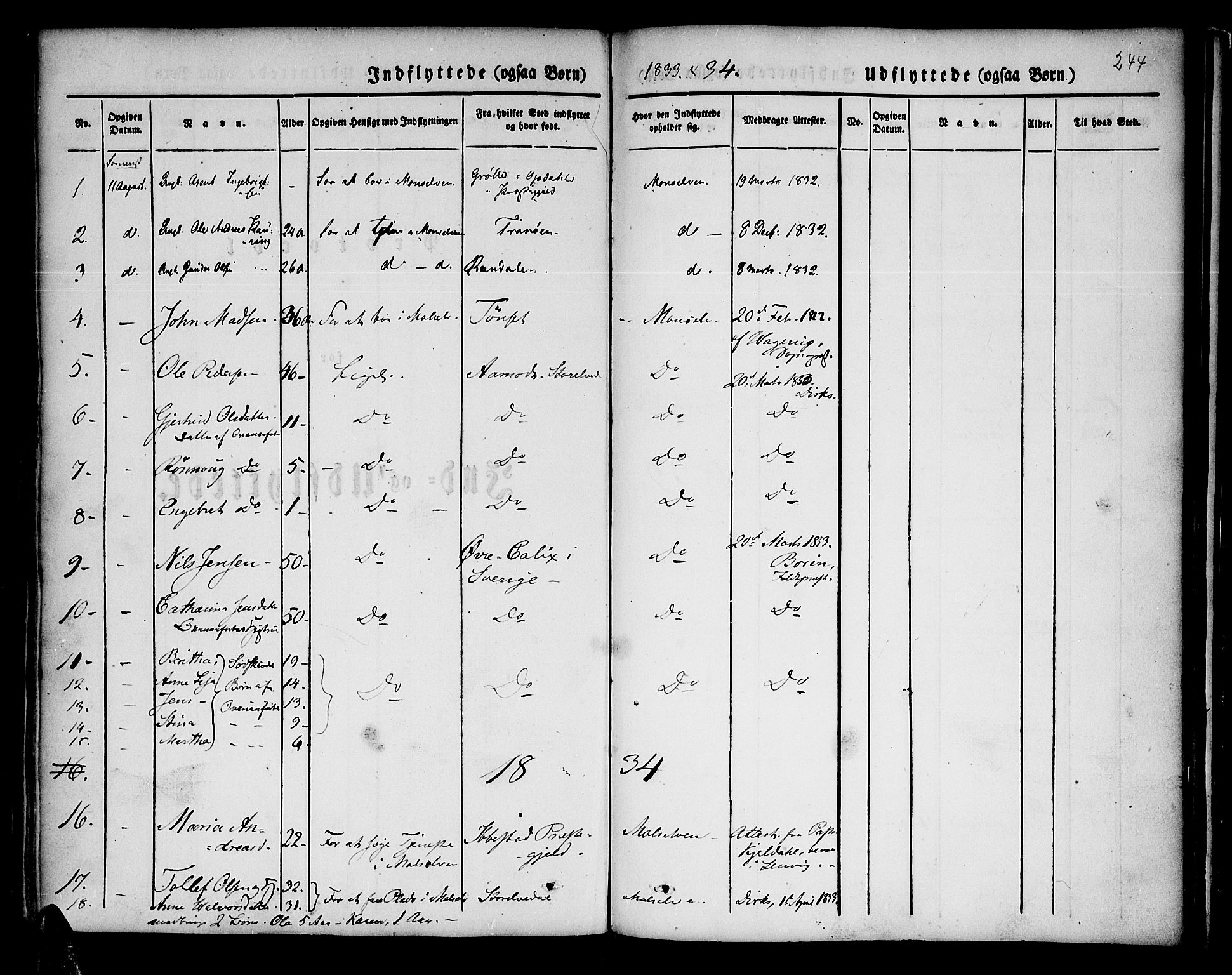Lenvik sokneprestembete, SATØ/S-1310/H/Ha/Haa/L0004kirke: Parish register (official) no. 4, 1832-1844, p. 244